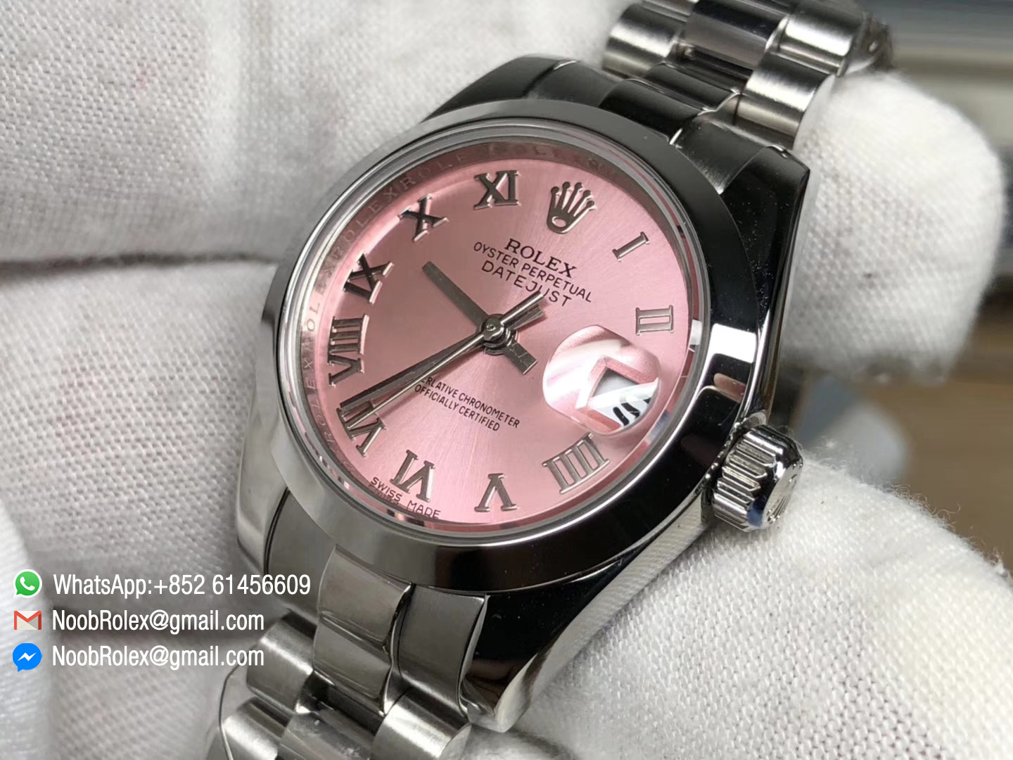 Lady-Datejust 28 Oyster Stainless Steel Case Pink Dial and Roman Numerals Hour Markets Predident Bracelet 1:1 High Quality