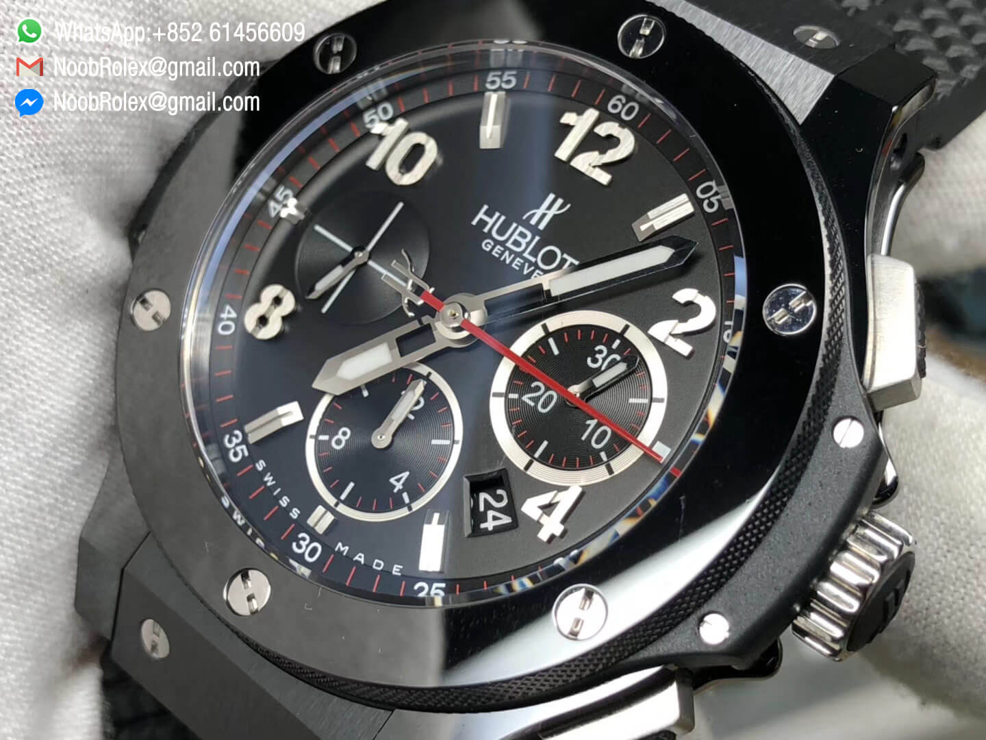 Big Bang 301.SX.130.RX 44mm Black Dial Ceramic Case & Bezel on Black Rubber Strap Clone HUB4104 Movement JF High Quality