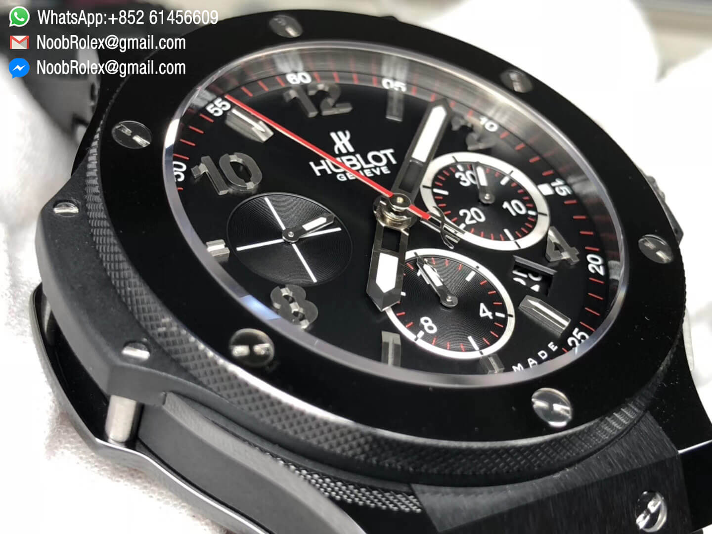Big Bang 301.SX.130.RX 44mm Black Dial Ceramic Case & Bezel on Black Rubber Strap Clone HUB4104 Movement JF High Quality