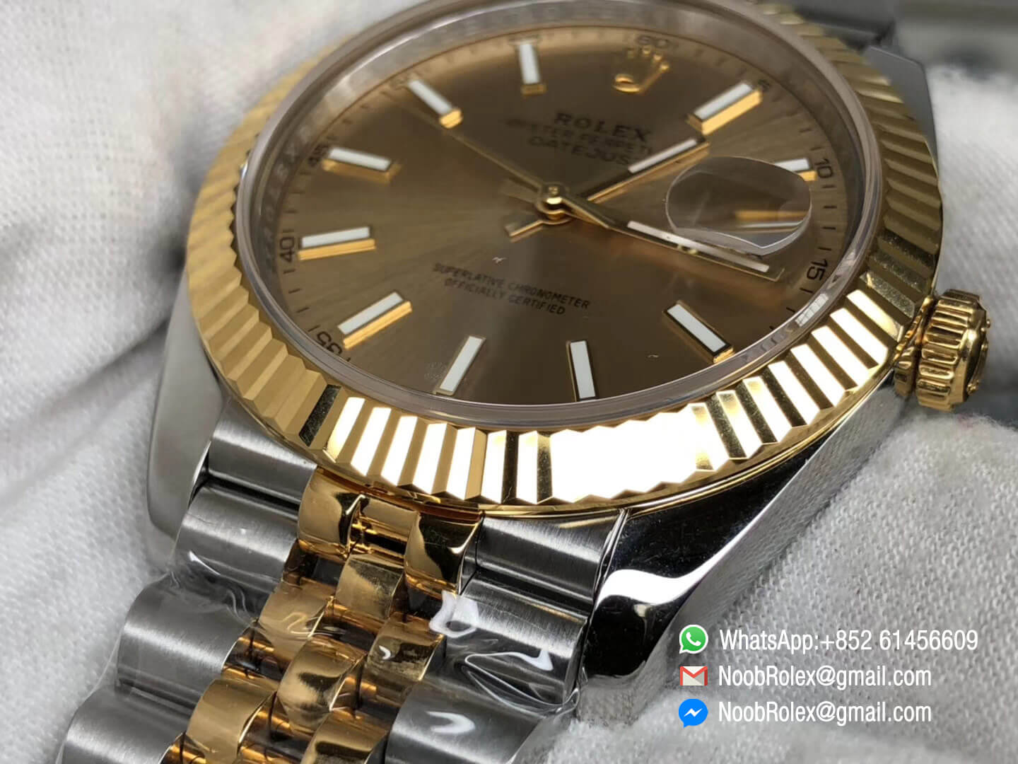 DateJust 41 126303 Noob Factory Real 18K Yellow Gold Wrapped Yello Gold Case & Dial & Bracelet and Two Tone Jubilee Bracelet A3235