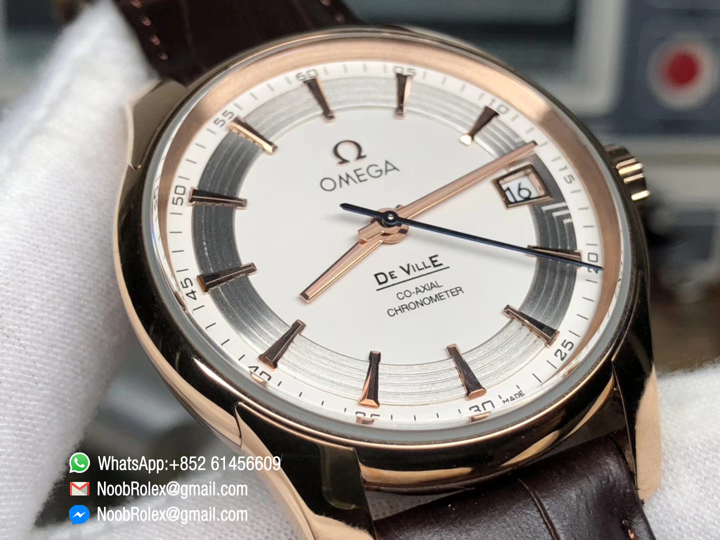 De Ville Hour Vision Co-Axial 41mm Rose Gold V6F Best Edition White Dial on Brown Leather Strap A8500