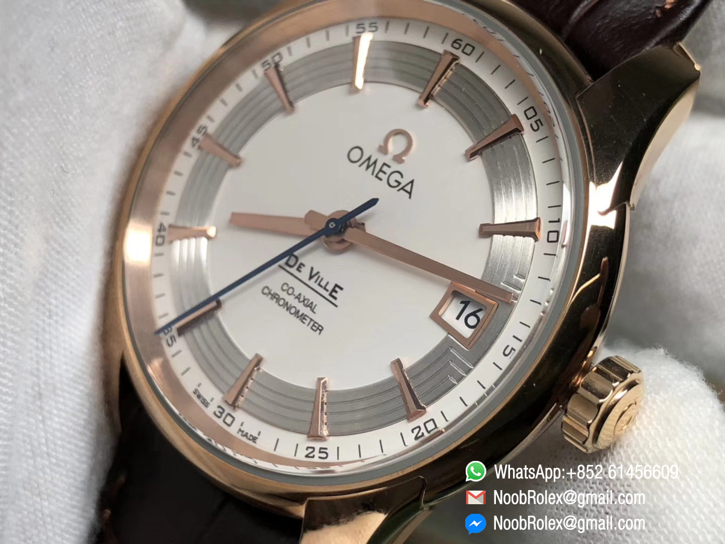 De Ville Hour Vision Co-Axial 41mm Rose Gold V6F Best Edition White Dial on Brown Leather Strap A8500