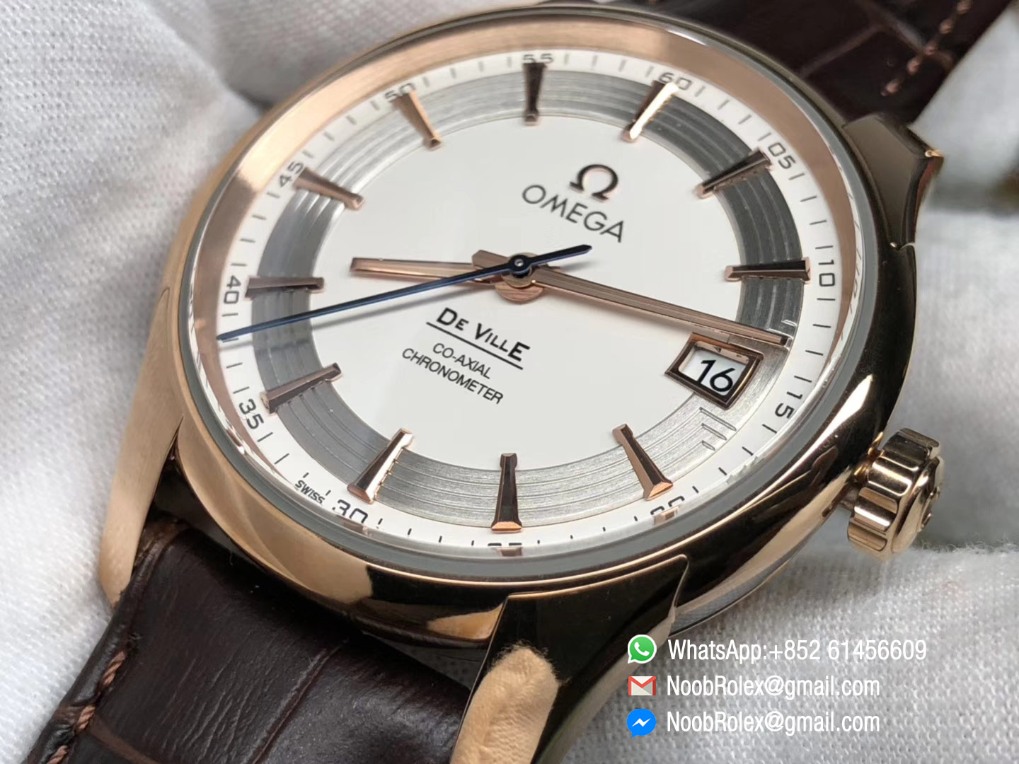 De Ville Hour Vision Co-Axial 41mm Rose Gold V6F Best Edition White Dial on Brown Leather Strap A8500
