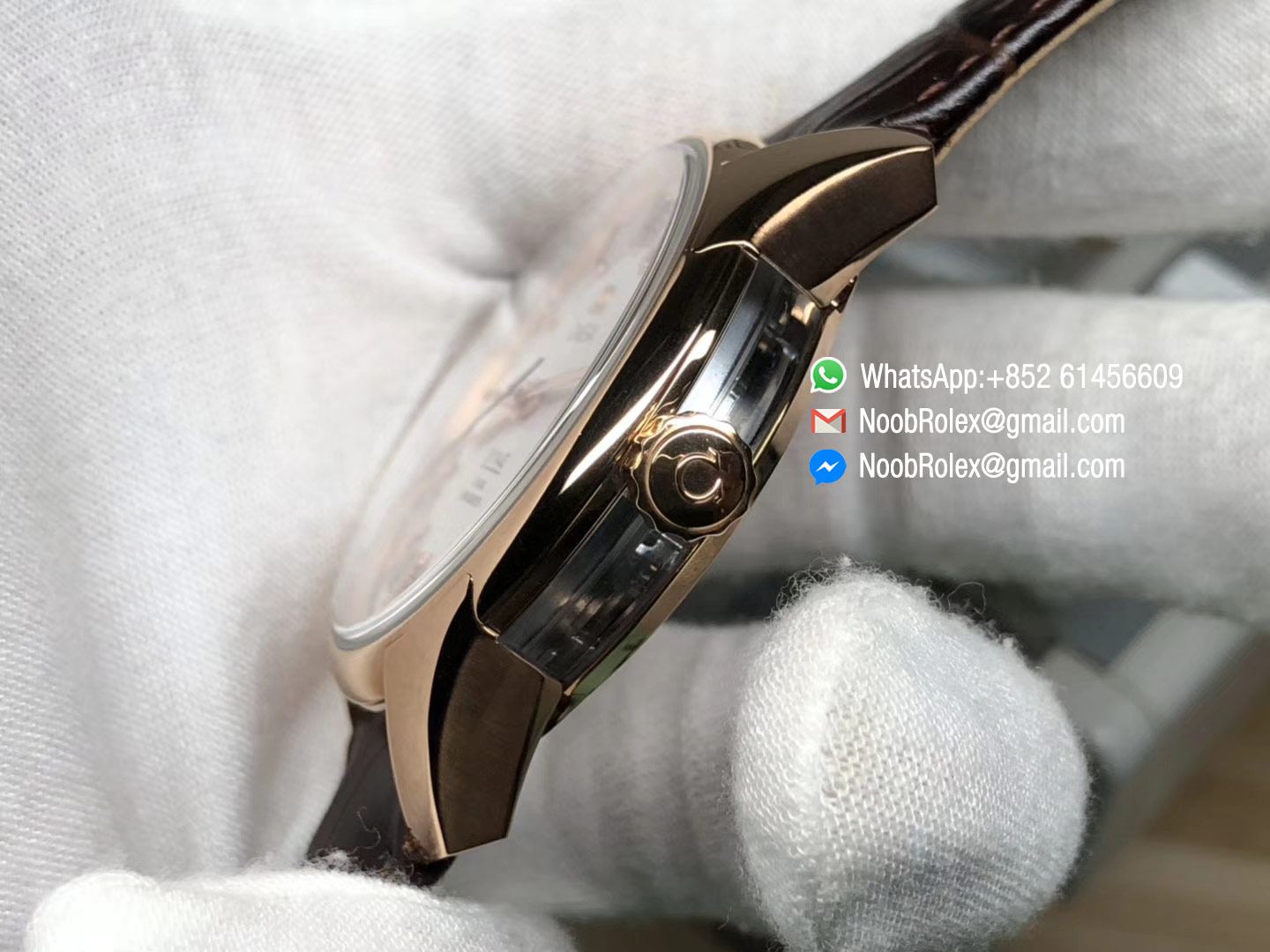 De Ville Hour Vision Co-Axial 41mm Rose Gold V6F Best Edition White Dial on Brown Leather Strap A8500