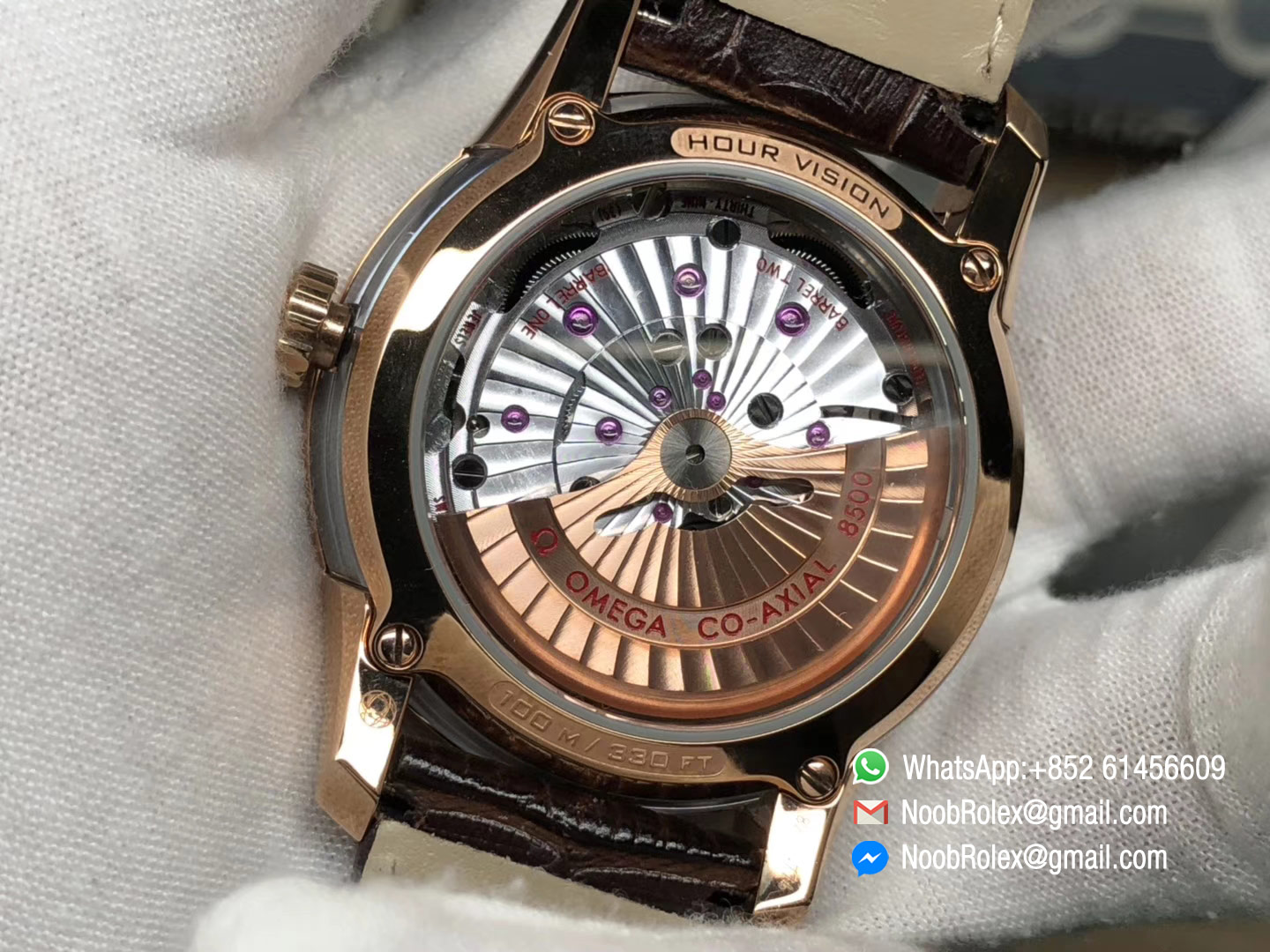 De Ville Hour Vision Co-Axial 41mm Rose Gold V6F Best Edition White Dial on Brown Leather Strap A8500