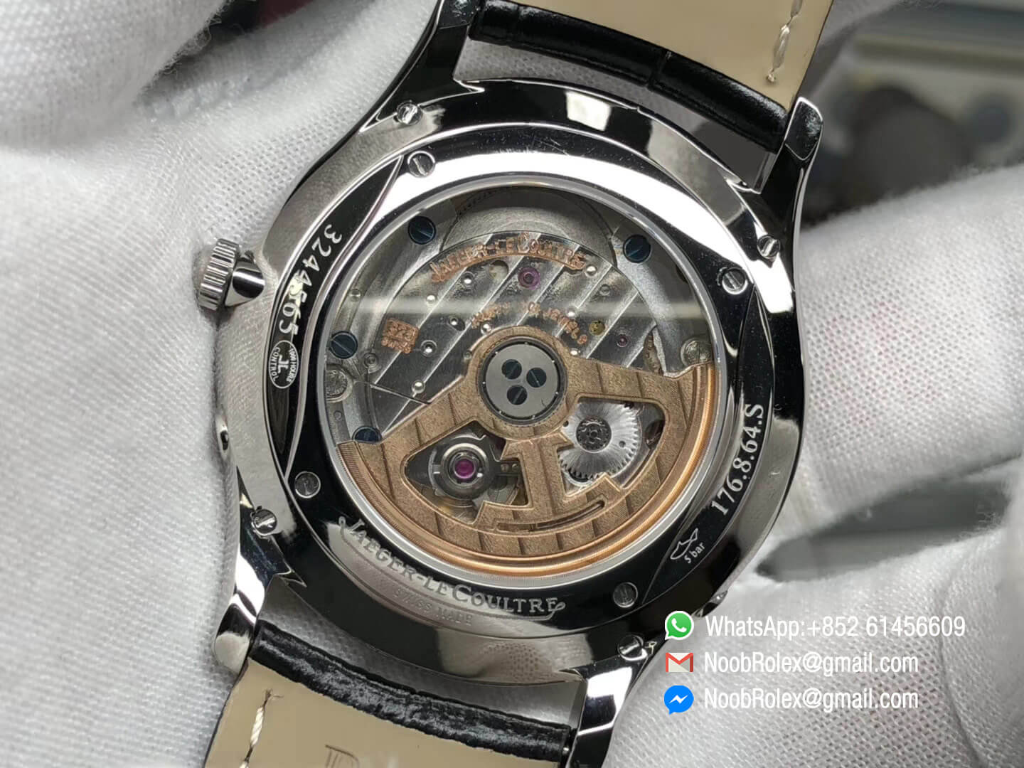 Master Ultra Thin Moon Moonphase Q1368470 Steel Case ZF 1:1 High Quality Black Dial on Black Leather Strap A925