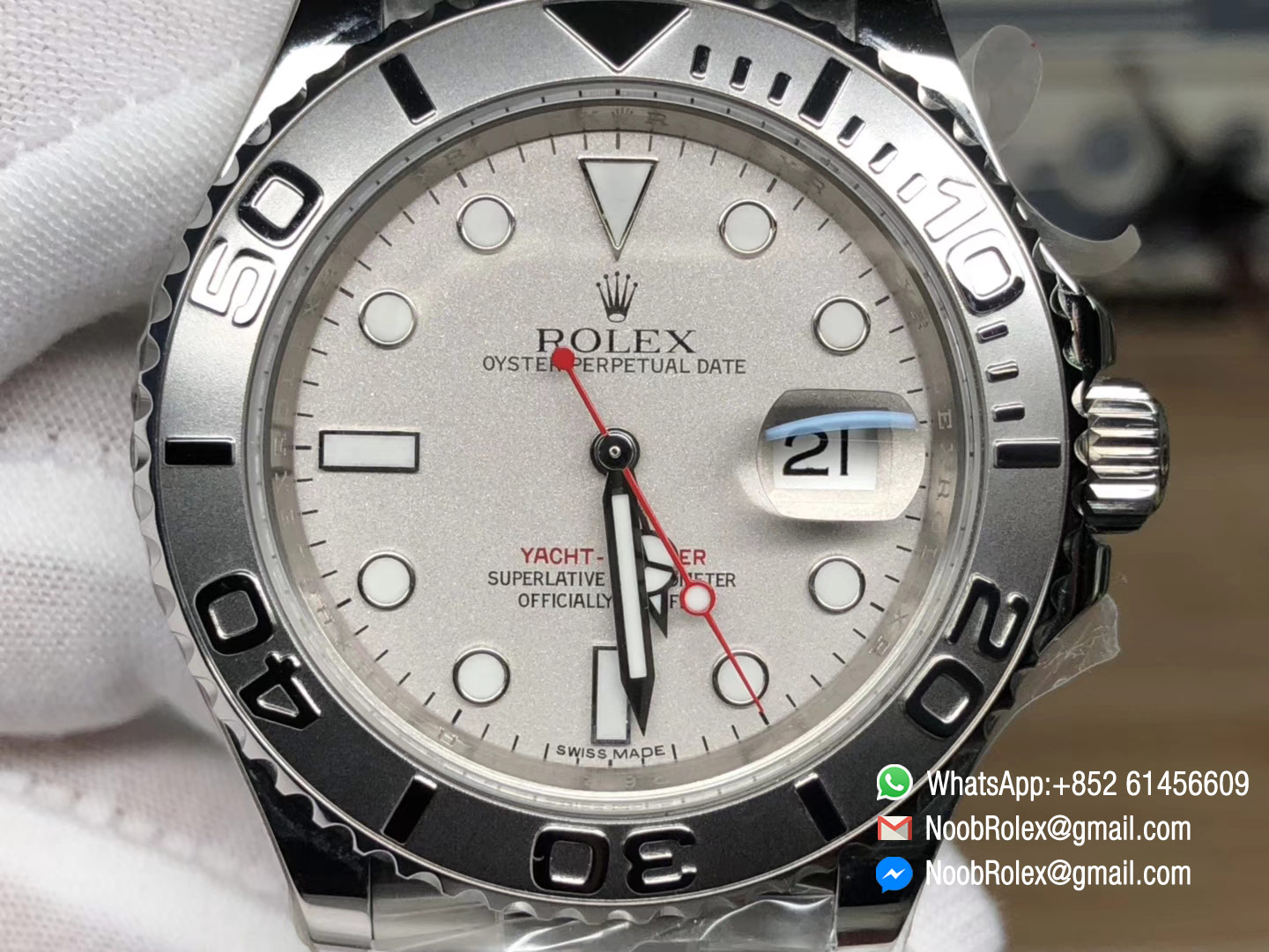 Oyster Perpetual Date Yacht-Master 116622 JF Best Edition Silver Dial Red Second Hand on Steel Bracelet SH3135 Movement