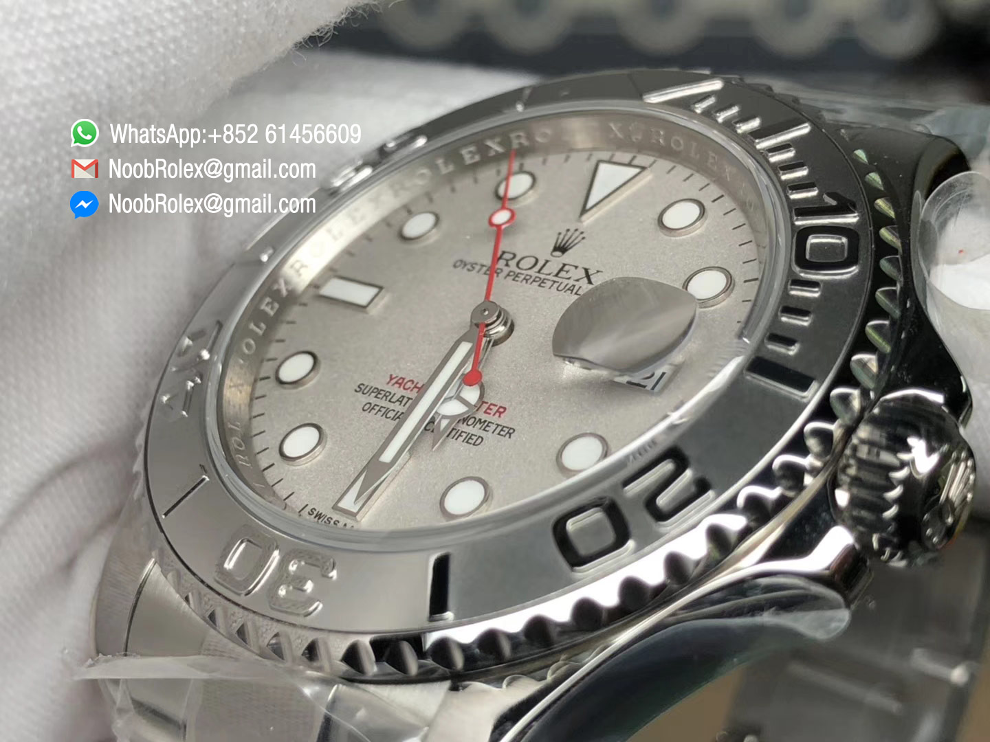 Oyster Perpetual Date Yacht-Master 116622 JF Best Edition Silver Dial Red Second Hand on Steel Bracelet SH3135 Movement
