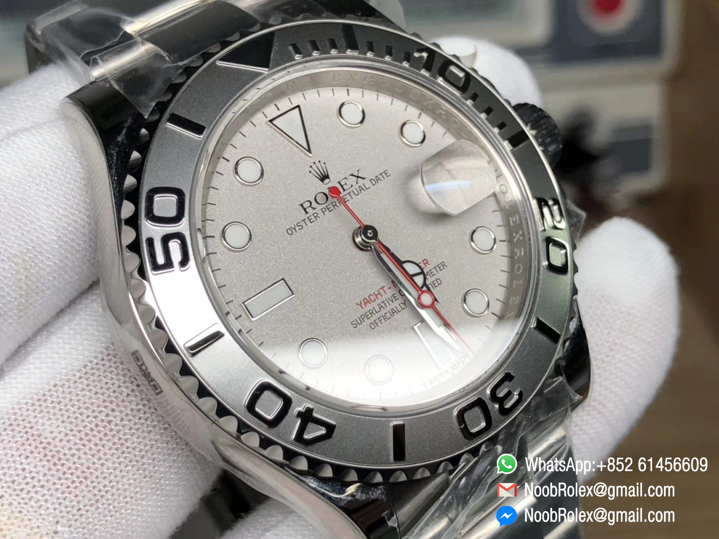 Oyster Perpetual Date Yacht-Master 116622 JF Best Edition Silver Dial Red Second Hand on Steel Bracelet SH3135 Movement