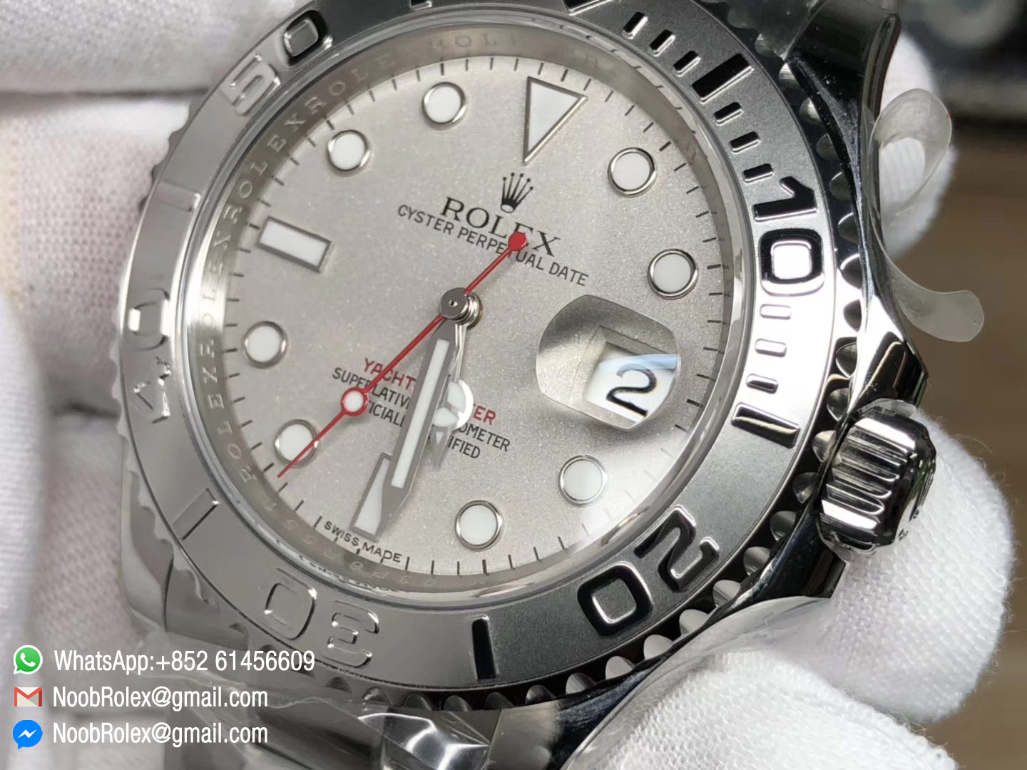 Oyster Perpetual Date Yacht-Master 116622 JF Best Edition Silver Dial Red Second Hand on Steel Bracelet SH3135 Movement