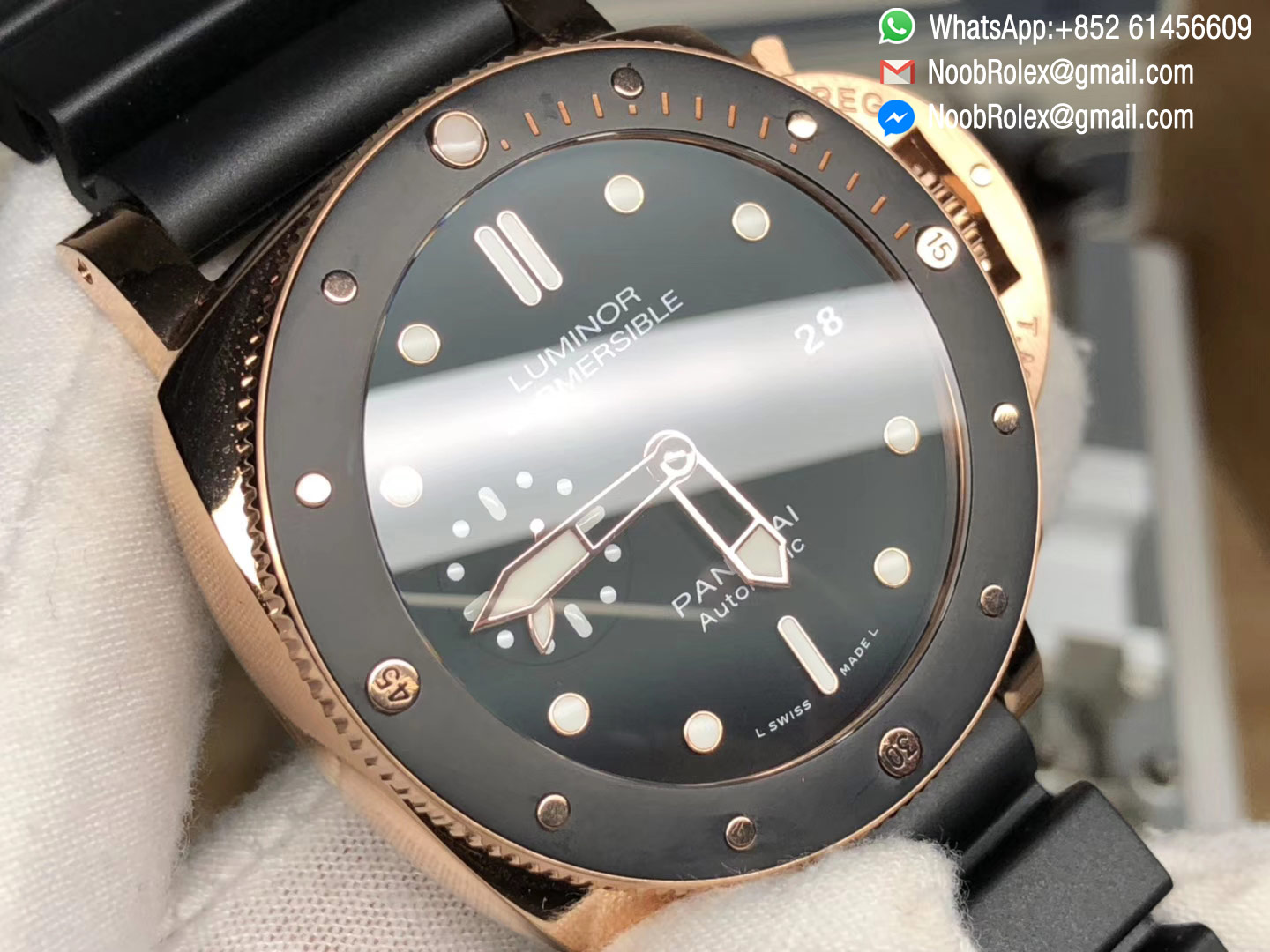 PAM00684 PAM684 Rose Gold Case Luminor Submersible XF 1:1 Best Edition V2 on Black Rubber Strap P.9010 Movement