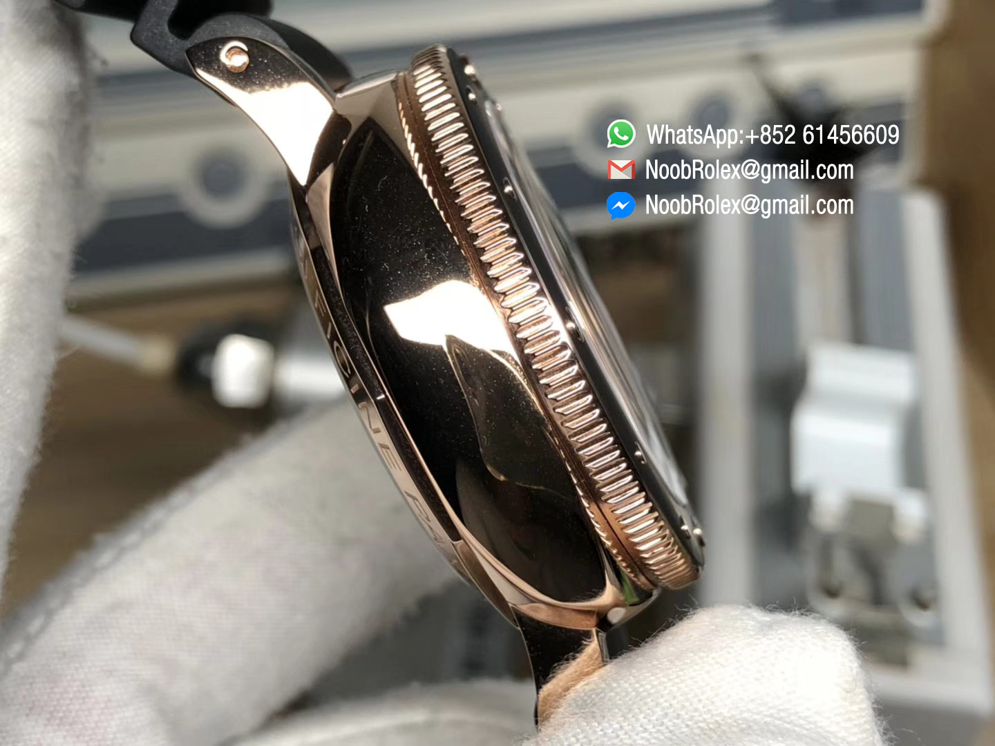 PAM00684 PAM684 Rose Gold Case Luminor Submersible XF 1:1 Best Edition V2 on Black Rubber Strap P.9010 Movement