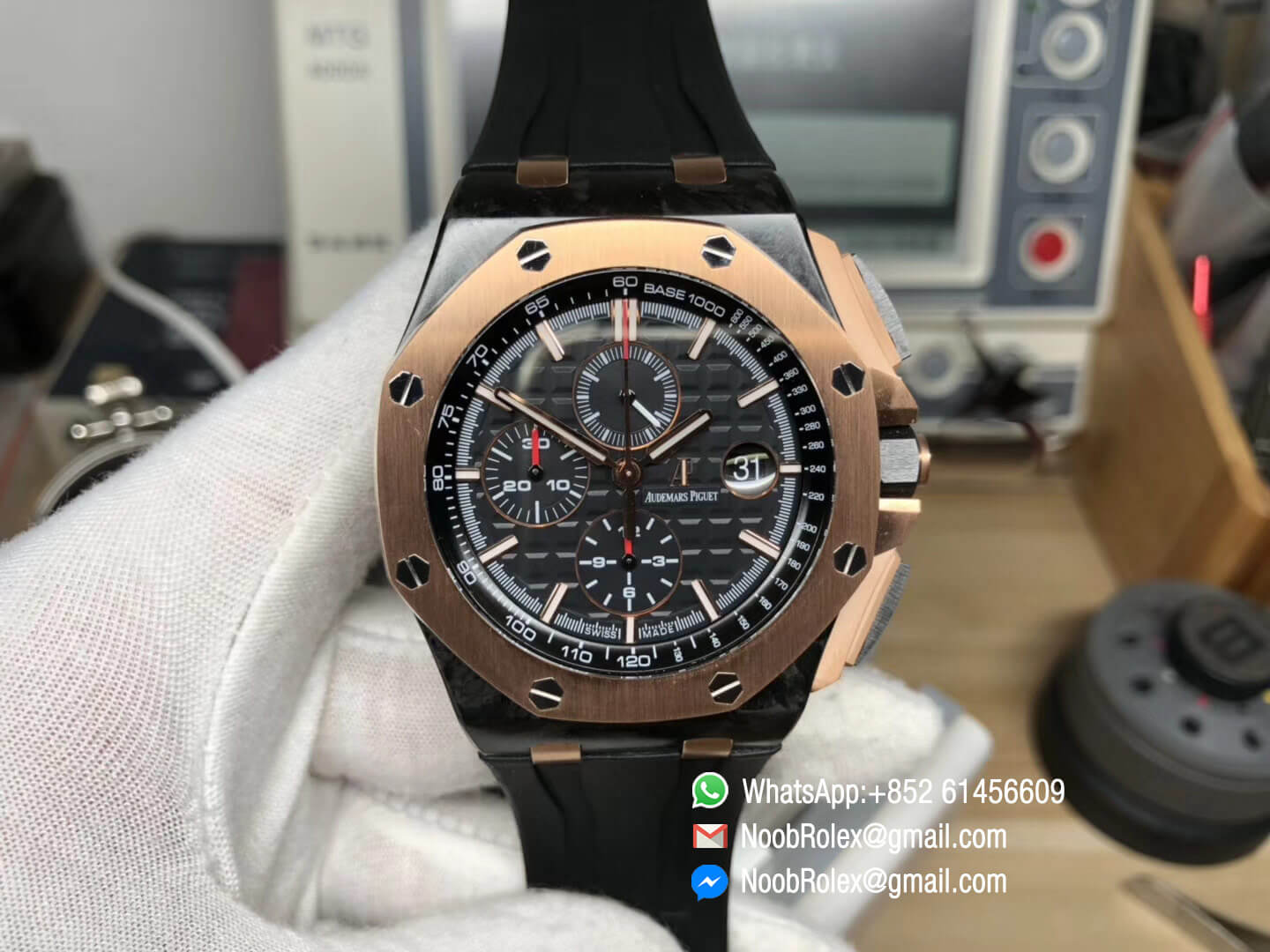 Royal Oak Offshore 44mm 26406FR.OO.A002CA.01 Forged Carbon QEII CUP 2016 Black Dial on Black Rubber Strap A3126 Noob 1:1 Best Edition V2