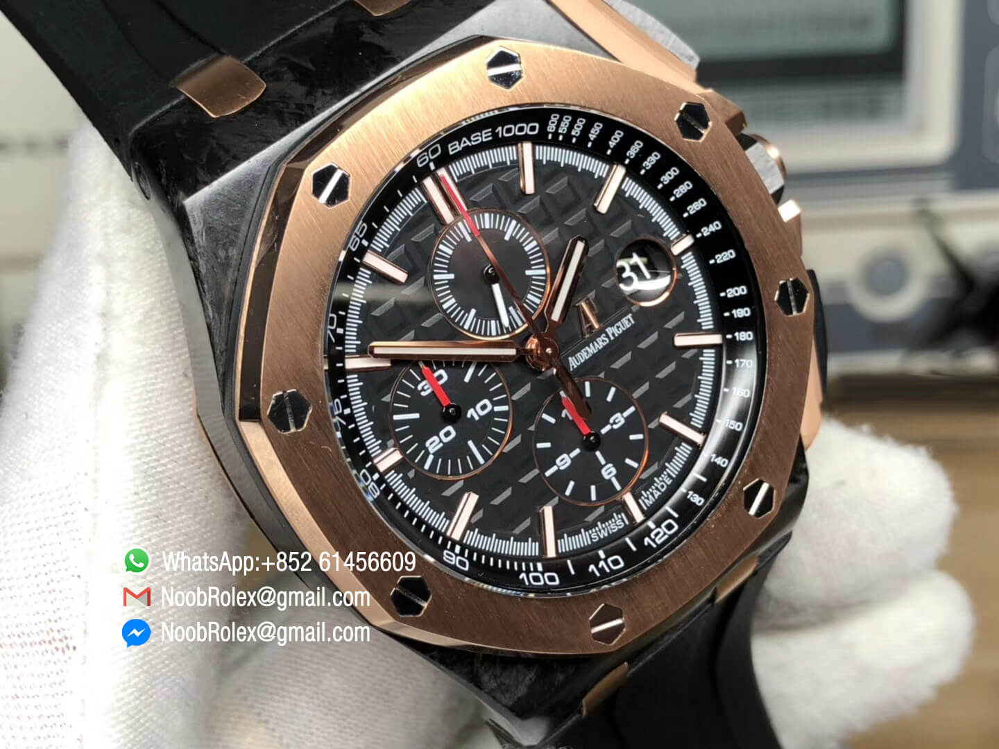 Royal Oak Offshore 44mm 26406FR.OO.A002CA.01 Forged Carbon QEII CUP 2016 Black Dial on Black Rubber Strap A3126 Noob 1:1 Best Edition V2