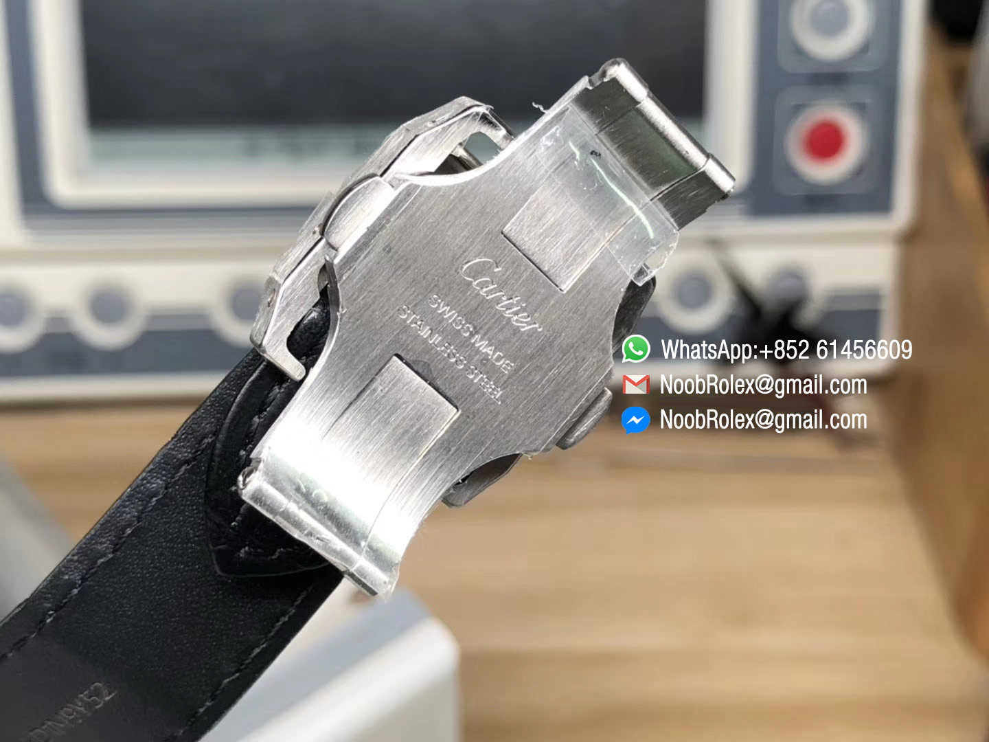 Santos 100 33mm Lady Watch Stainless Steel Case KZF Best Edition White Dial on Black Leather Strap SEIKO NH05A