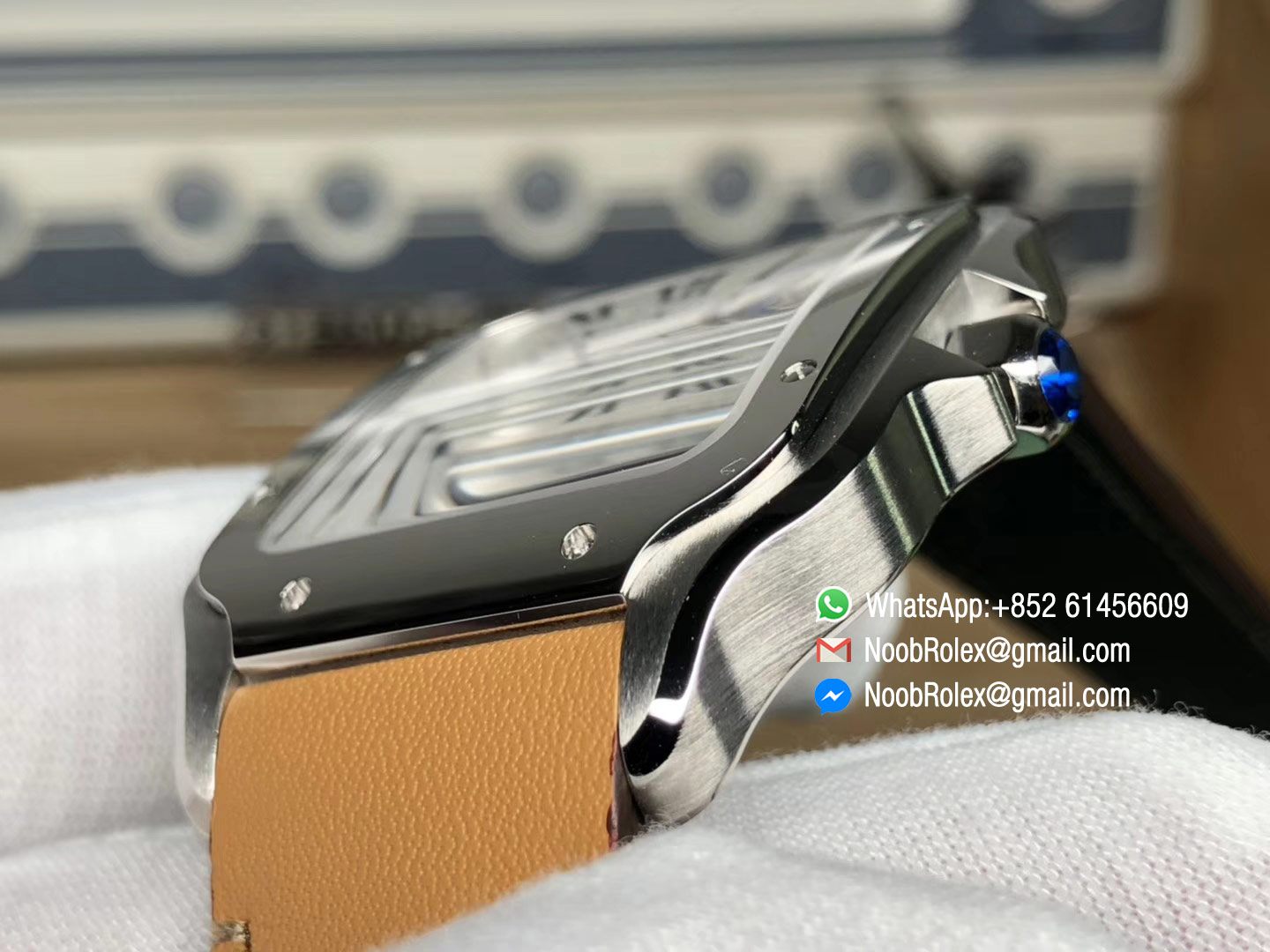 Santos de Cartier WSSA0009 Large Size 2018 KOR Factory 1:1 Best Edition White Dial on Brown Leather Strap MIYOTA 9015 Movement