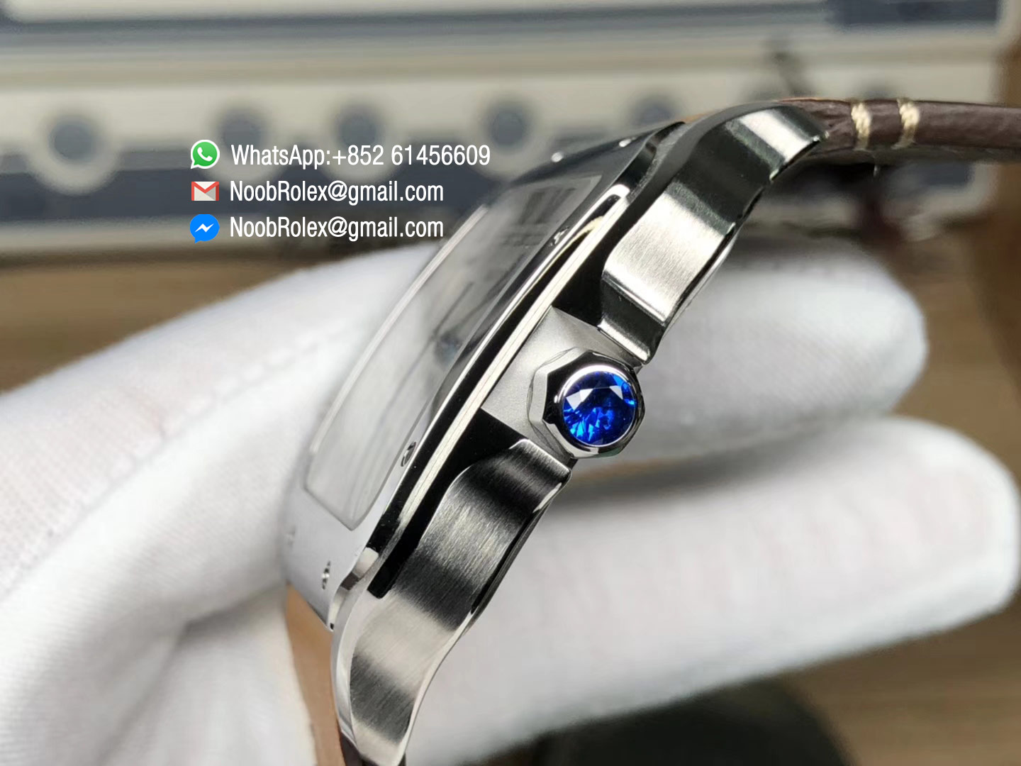 Santos de Cartier WSSA0009 Large Size 2018 KOR Factory 1:1 Best Edition White Dial on Brown Leather Strap MIYOTA 9015 Movement