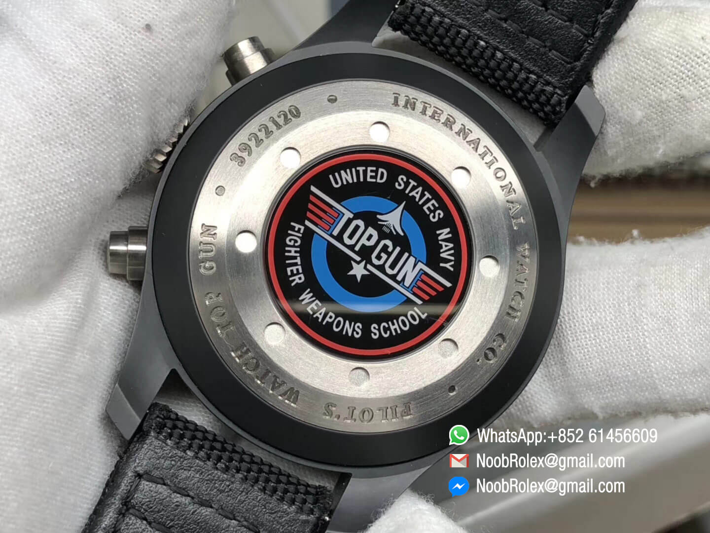 Schaffhausen Pilot Chronograph IW388003 Real Ceramic Case Black Case Black Dial with Blue Hand Nylon Strap A7750 ZF 1:1 Top Quality