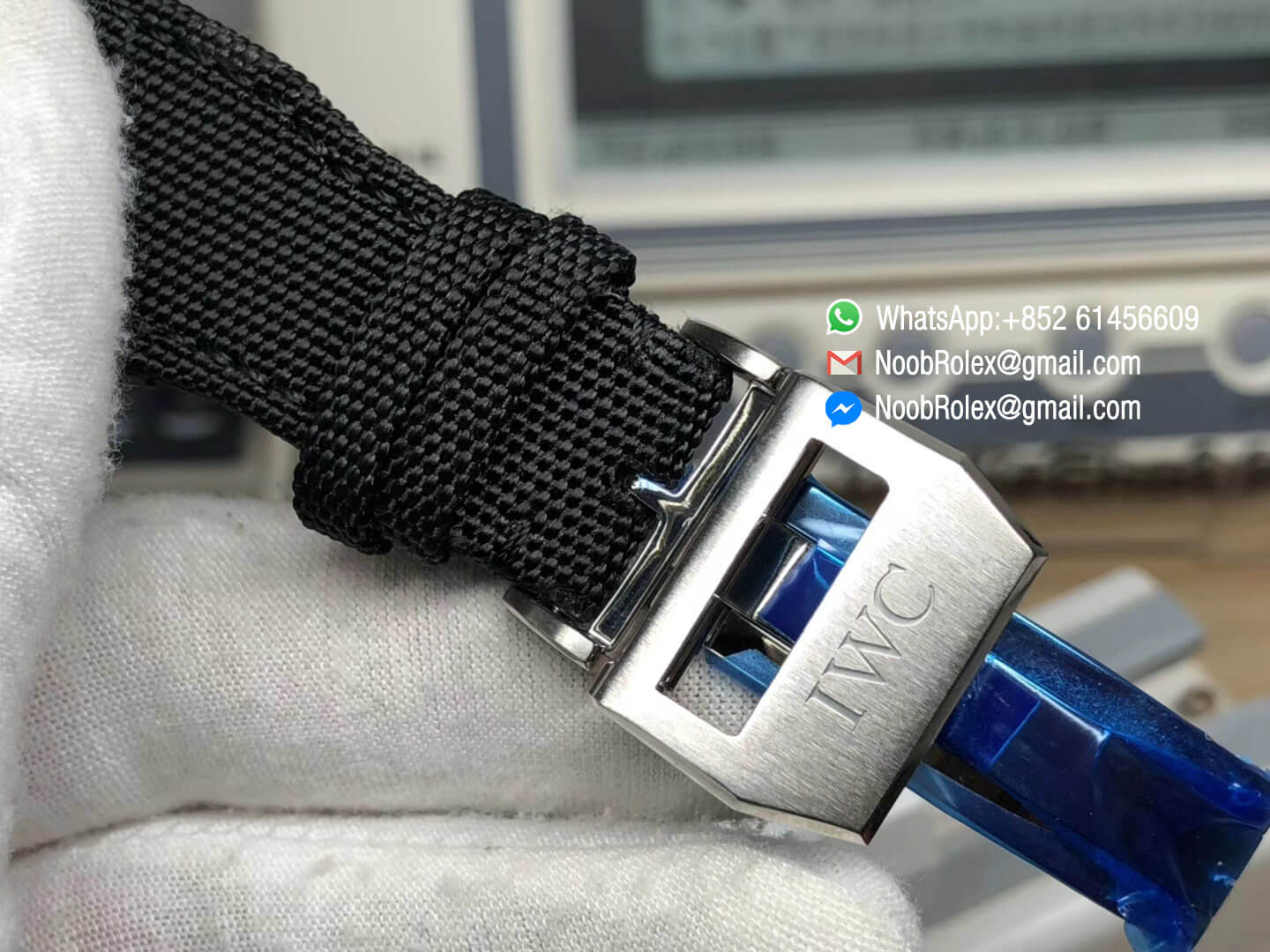 Schaffhausen Pilot Chronograph IW388003 Real Ceramic Case Black Case Black Dial with Blue Hand Nylon Strap A7750 ZF 1:1 Top Quality