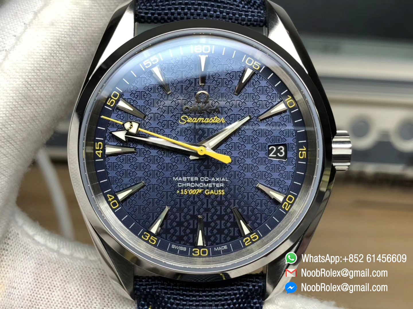 Seamaster Master Co-Axial Chronometer 15' 007 GAUSS James Bond Limited Edition Blue Dial A8500 Movement Blue Nylon strap V6F