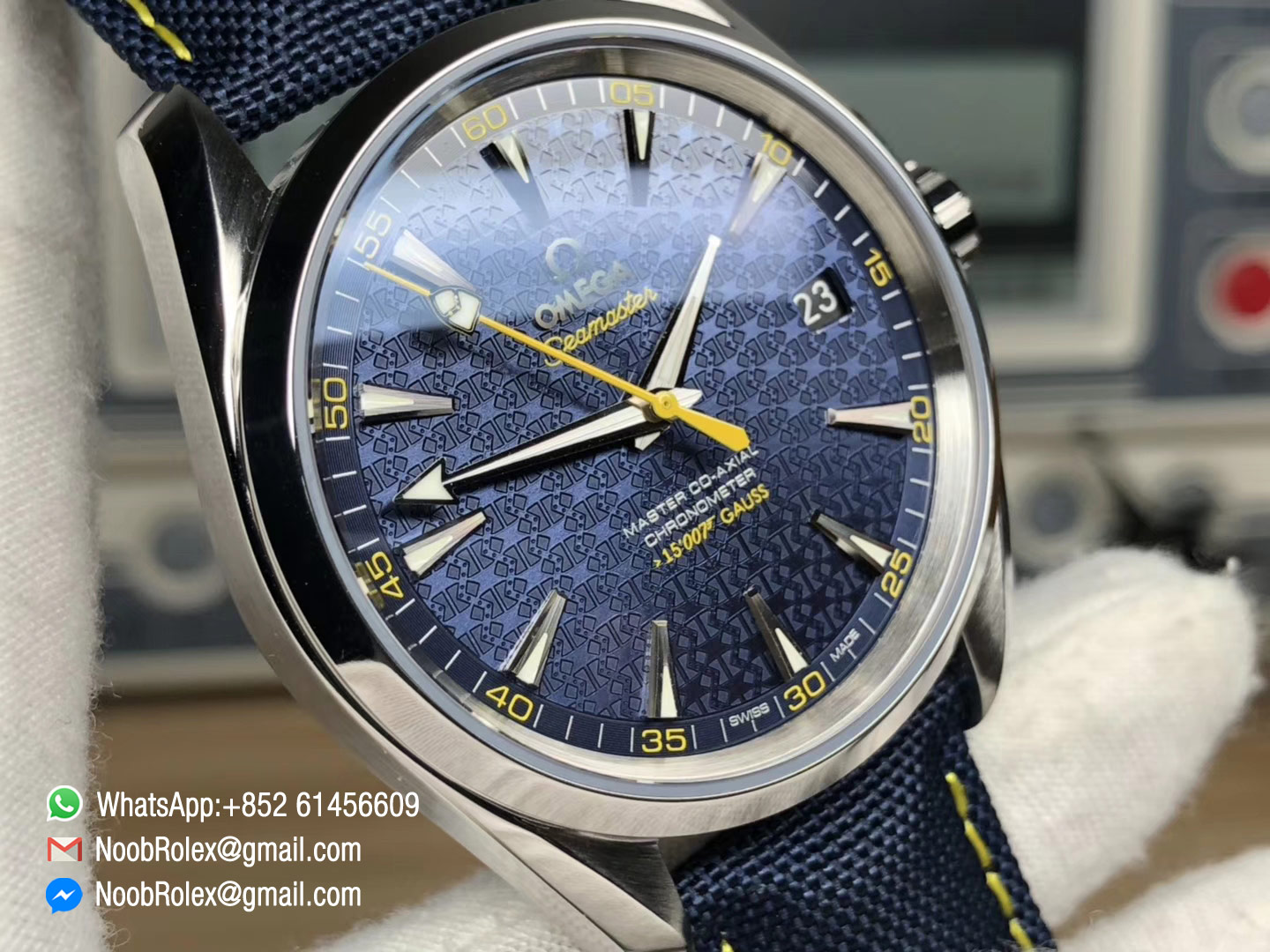Seamaster Master Co-Axial Chronometer 15' 007 GAUSS James Bond Limited Edition Blue Dial A8500 Movement Blue Nylon strap V6F