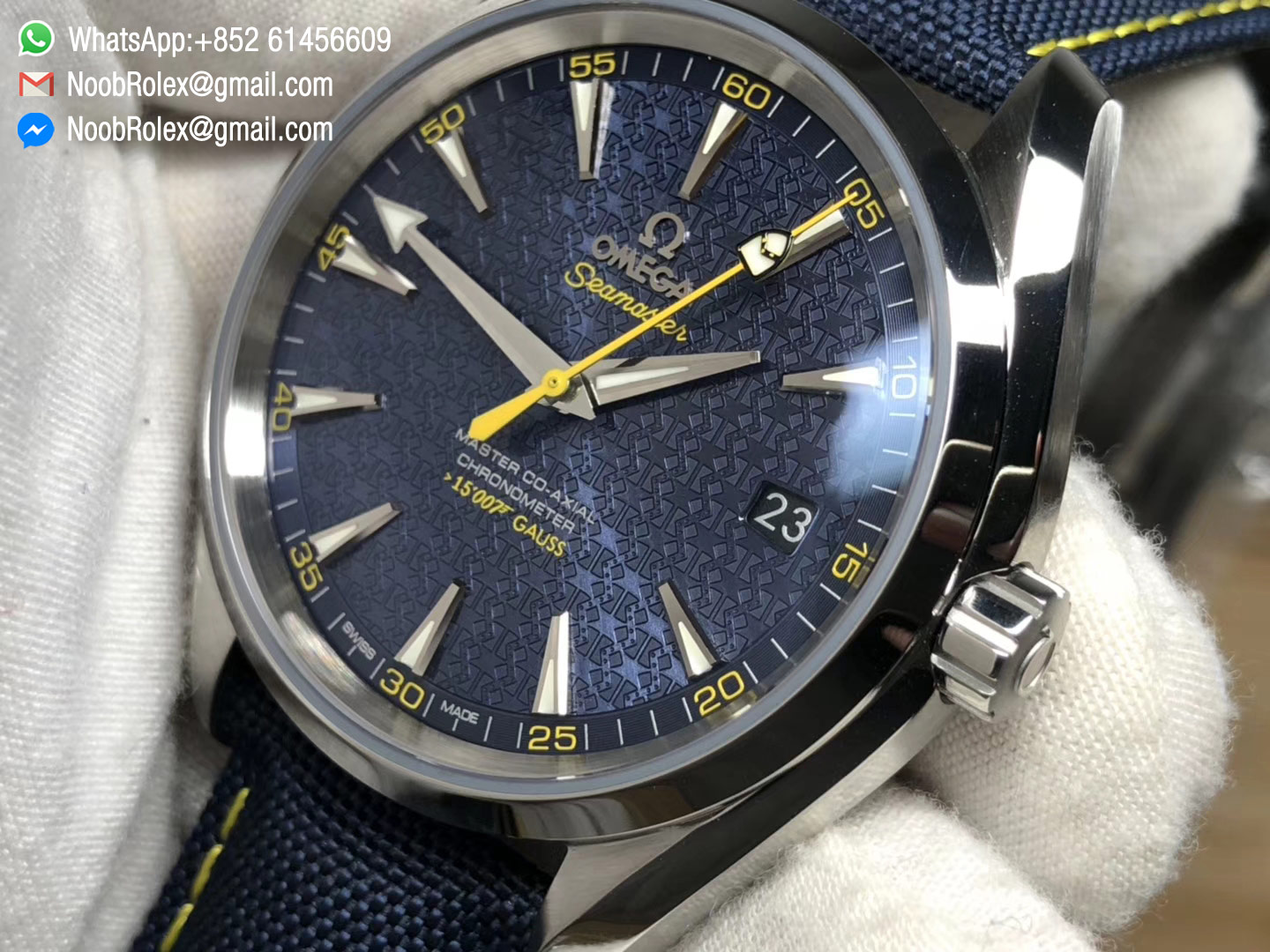 Seamaster Master Co-Axial Chronometer 15' 007 GAUSS James Bond Limited Edition Blue Dial A8500 Movement Blue Nylon strap V6F
