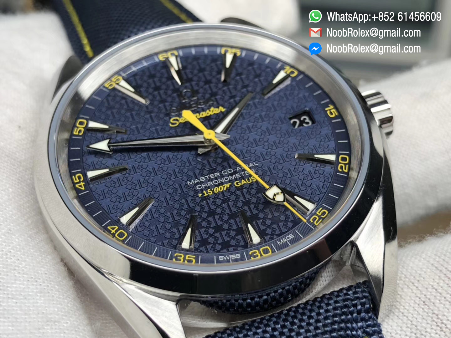 Seamaster Master Co-Axial Chronometer 15' 007 GAUSS James Bond Limited Edition Blue Dial A8500 Movement Blue Nylon strap V6F