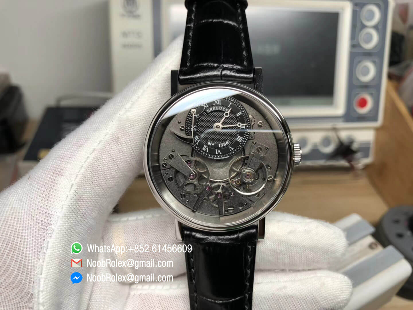 Tradition 7057BB/G9/9W6 Black Skeleton Dial On Black Leather Strap A507 Movement Real Power Reserve SF Super Clone Quality 1:1 Best Edition