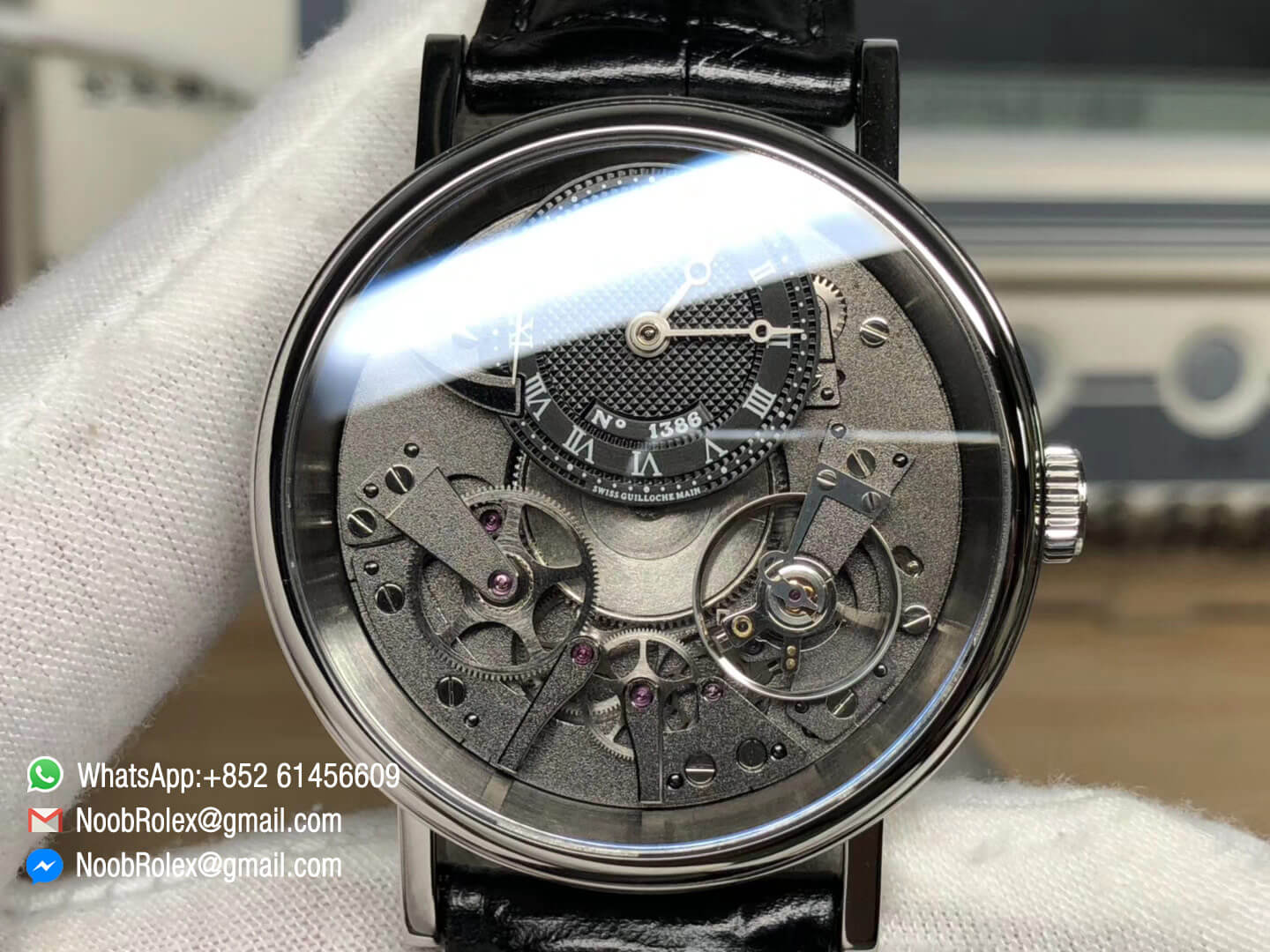 Tradition 7057BB/G9/9W6 Black Skeleton Dial On Black Leather Strap A507 Movement Real Power Reserve SF Super Clone Quality 1:1 Best Edition