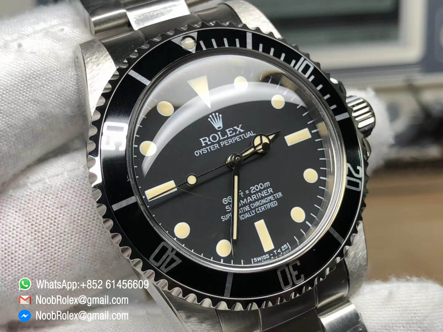 Vintage Submariner No Date 5512 660ft=200m Stainless Steel Black Dial & Bracelet Plexi Plastic Crystal on Asian 2836 Movement