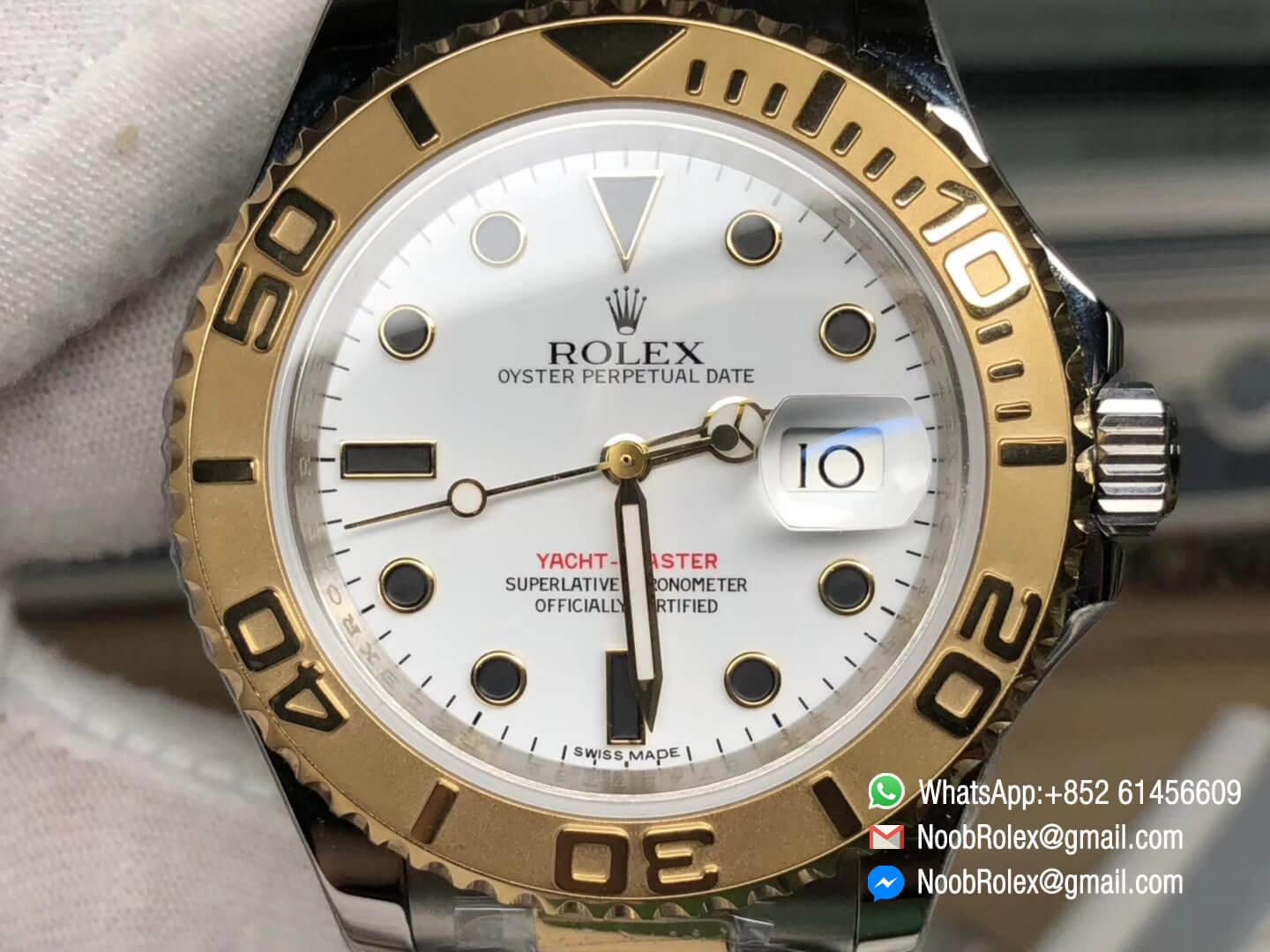Yacht-Master 16623 White Dial on Steel & Yellow Gold Two Tone Bracelet Asian 2836 Movement JF Top Quality