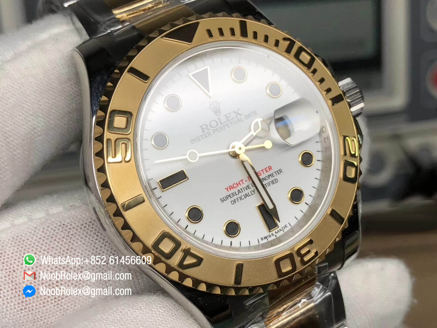 Yacht-Master 16623 White Dial on Steel & Yellow Gold Two Tone Bracelet Asian 2836 Movement JF Top Quality