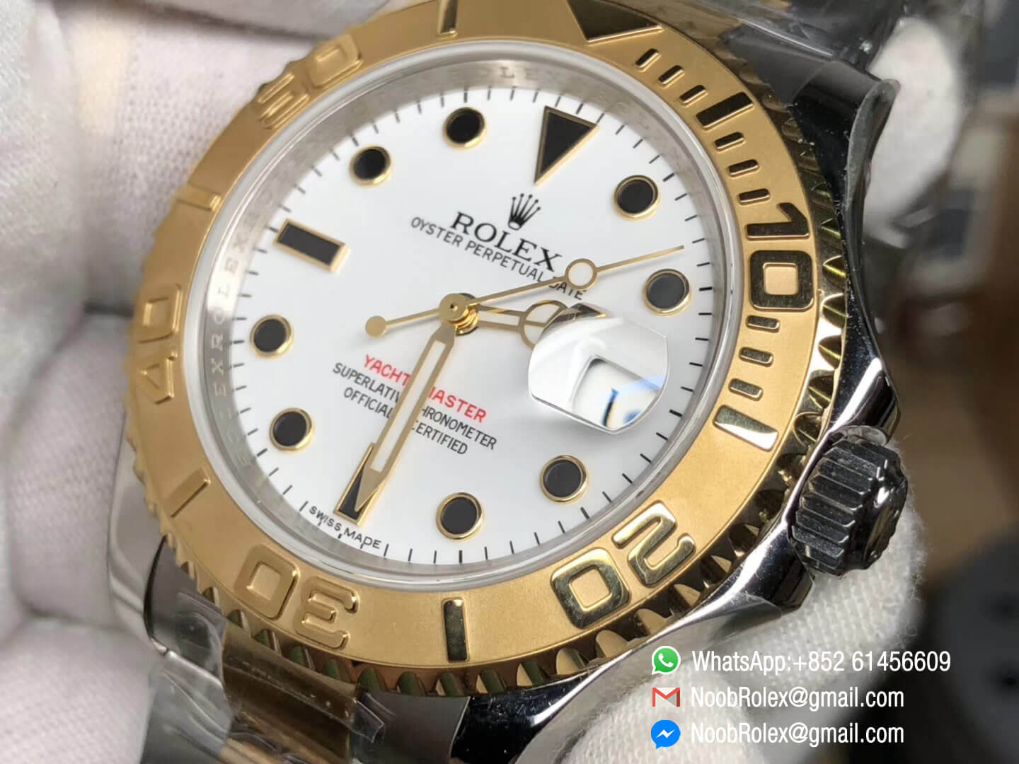 Yacht-Master 16623 White Dial on Steel & Yellow Gold Two Tone Bracelet Asian 2836 Movement JF Top Quality