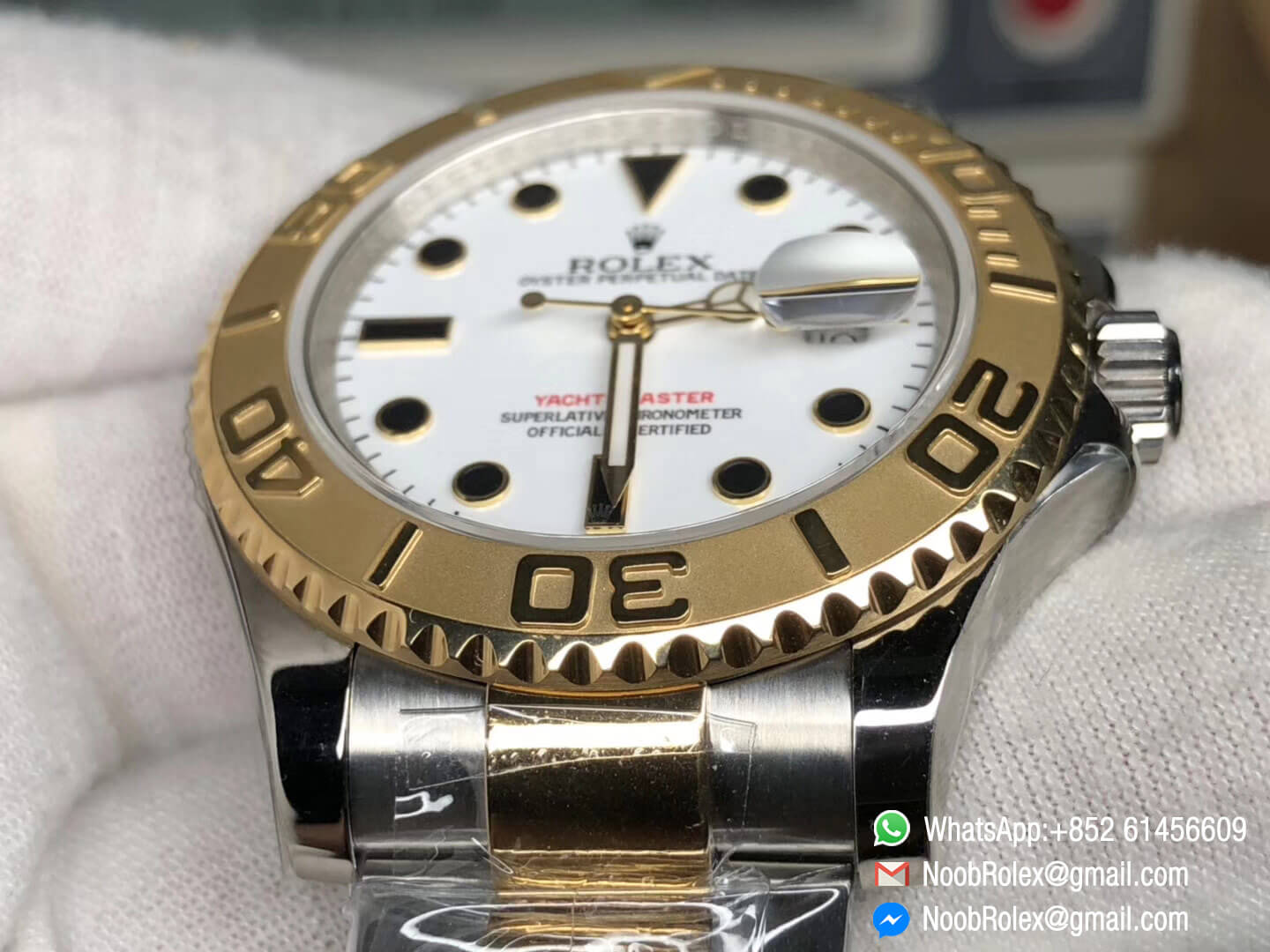 Yacht-Master 16623 White Dial on Steel & Yellow Gold Two Tone Bracelet Asian 2836 Movement JF Top Quality