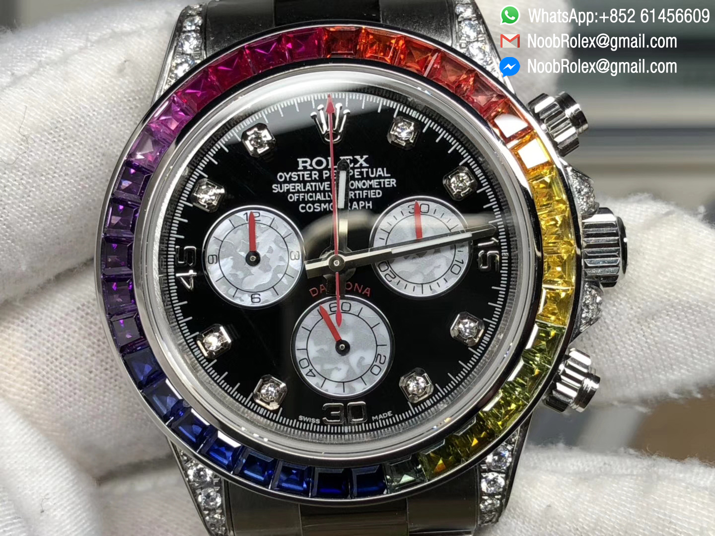 Rolex Daytona Cosmograph 116599RBOW Stainless Steel Case & Bracelet BLF Best Edition Rainbow Diamond Bezel A4130 Movement