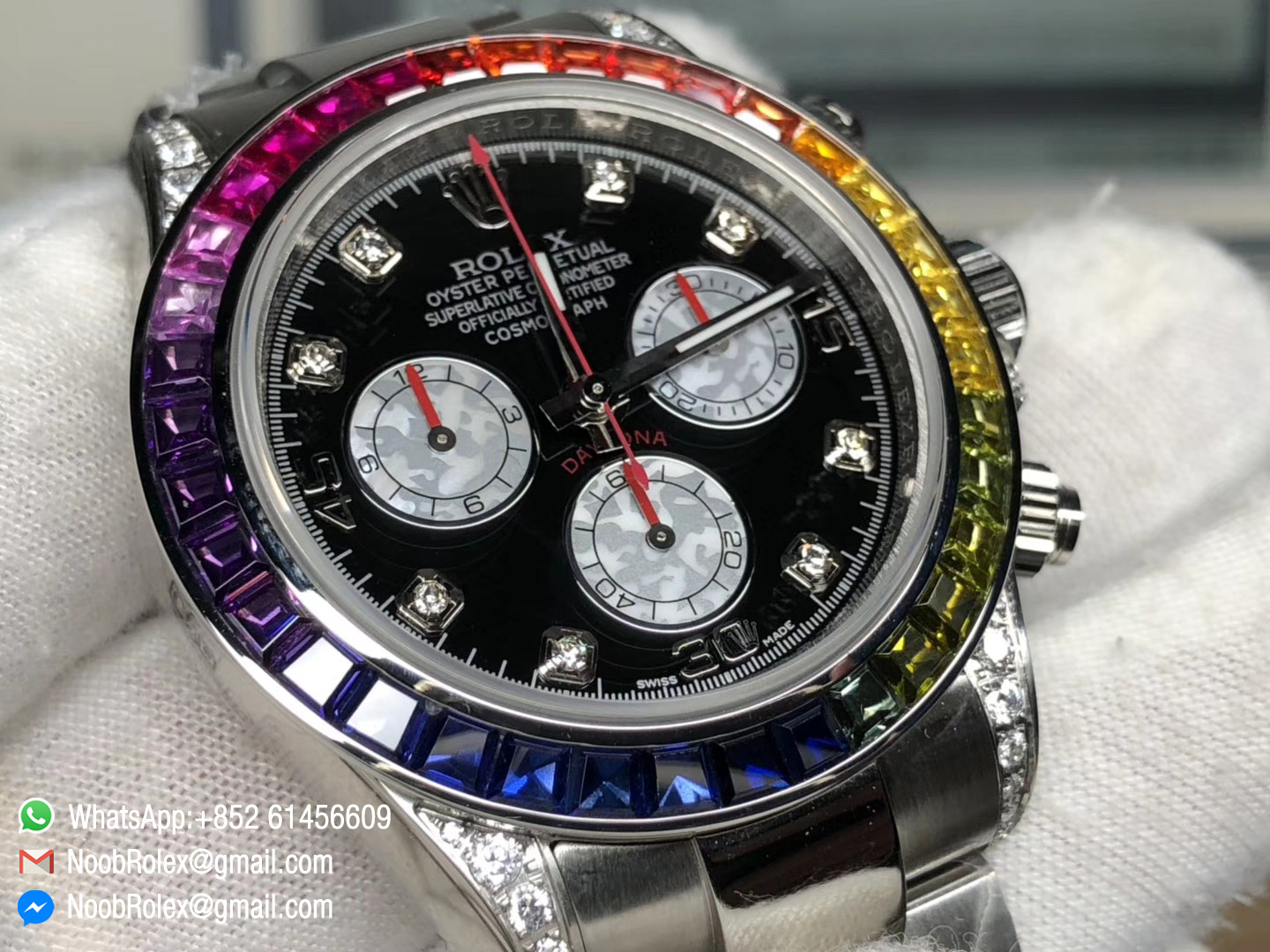 Rolex Daytona Cosmograph 116599RBOW Stainless Steel Case & Bracelet BLF Best Edition Rainbow Diamond Bezel A4130 Movement