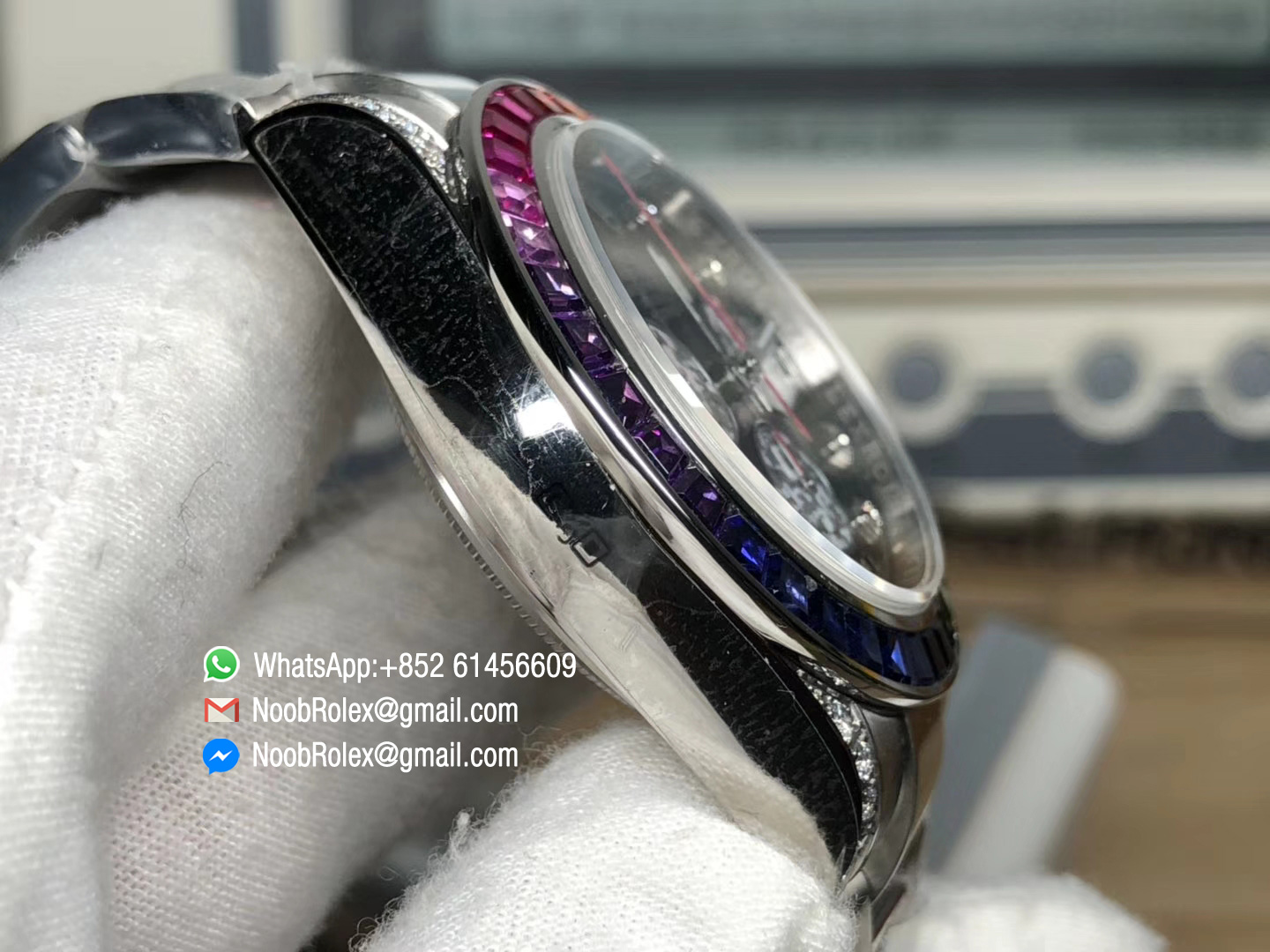 Rolex Daytona Cosmograph 116599RBOW Stainless Steel Case & Bracelet BLF Best Edition Rainbow Diamond Bezel A4130 Movement