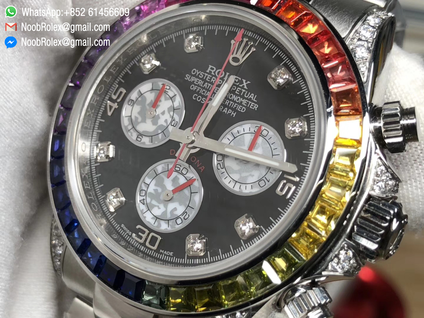 Rolex Daytona Cosmograph 116599RBOW Stainless Steel Case & Bracelet BLF Best Edition Rainbow Diamond Bezel A4130 Movement
