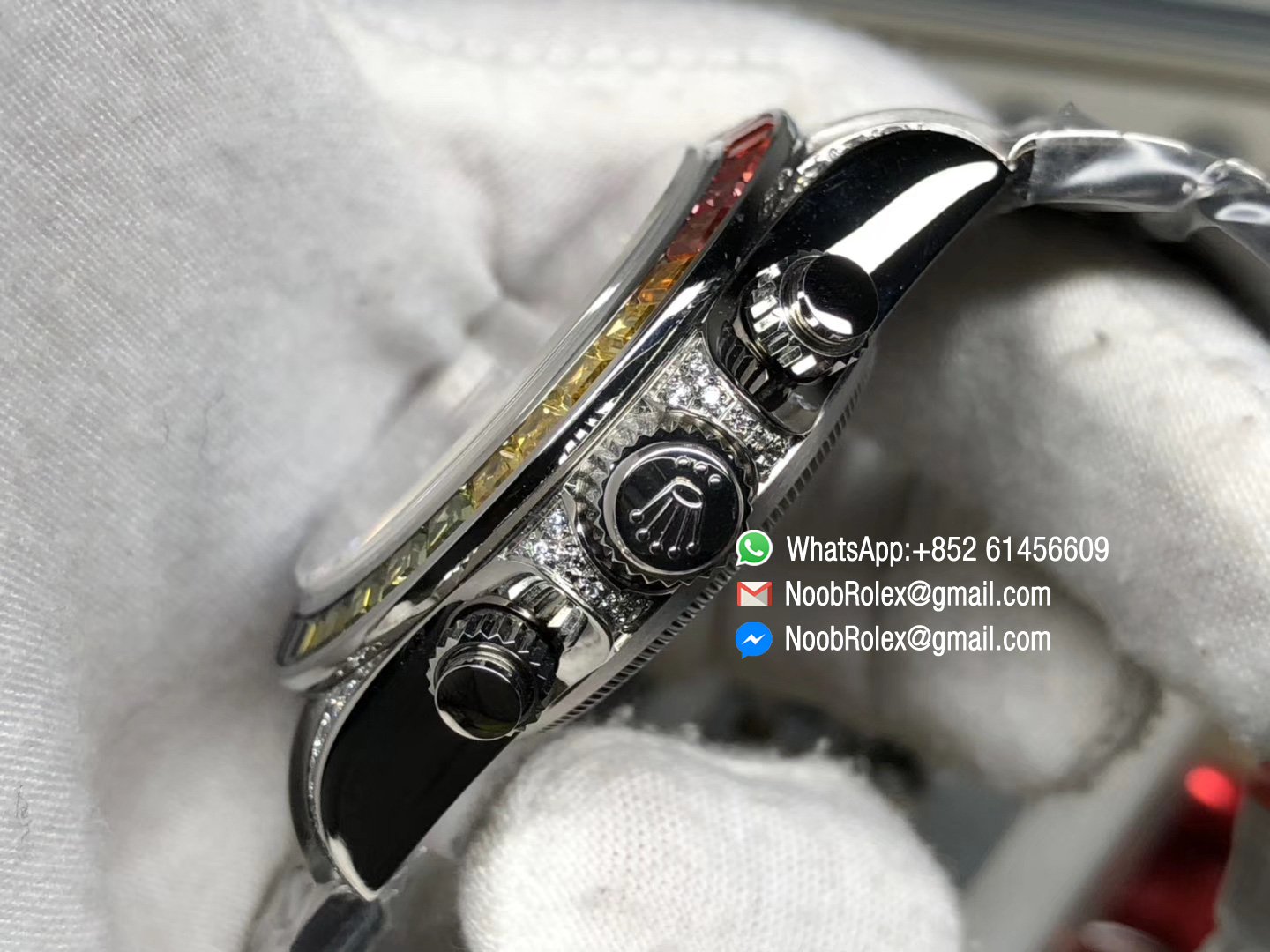 Rolex Daytona Cosmograph 116599RBOW Stainless Steel Case & Bracelet BLF Best Edition Rainbow Diamond Bezel A4130 Movement