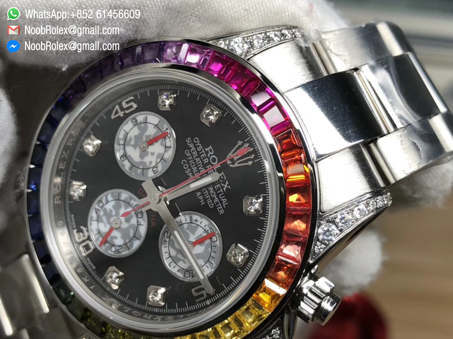 Rolex Daytona Cosmograph 116599RBOW Stainless Steel Case & Bracelet BLF Best Edition Rainbow Diamond Bezel A4130 Movement