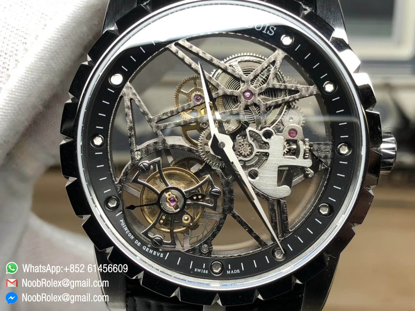 Excalibur Rddbex0393 Stainless Steel BBR Top Clone 2136 Tourbillon Movement Skeleton Dial on Black Leather Strap