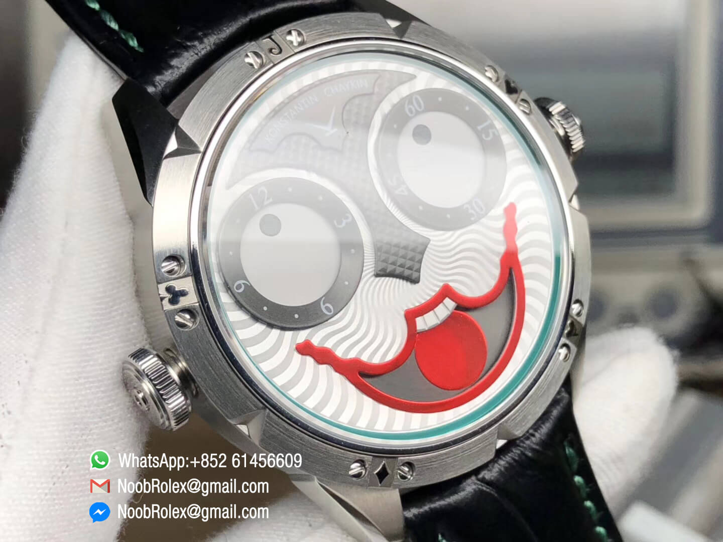 Russian Konstantin Chaykin Joker Stainless Steel Joker Dial Green Inner Bezel on Black Leather Strap NH35A Movement 2018 New