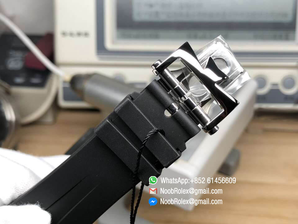 Overseas Dual Time Watch 47450/000W-9511 Power Reserve Steel Case 1:1 Top Clone Quality Black Dial on Black Rubber Strap A1222