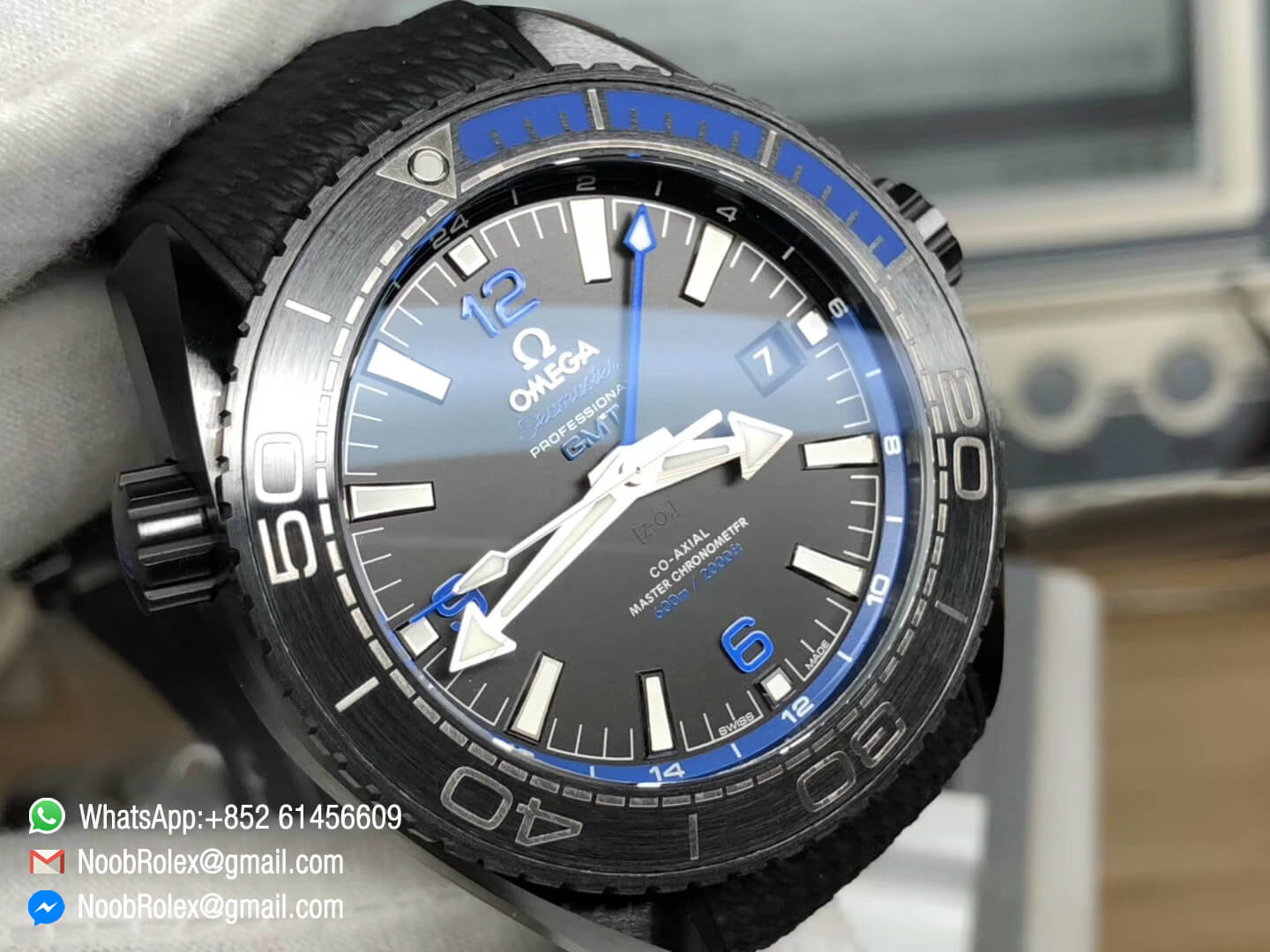 Planet Ocean 45.5mm Deep Black blue Real Ceramic Case Black Nylon Strap Super Clone Movement A8906 2018 VSF Best Edition