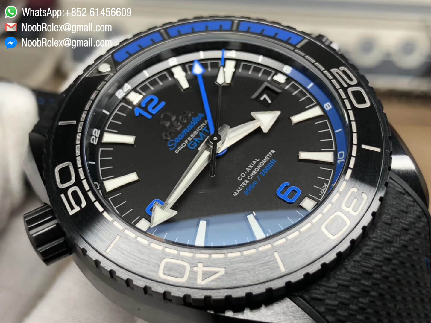 Planet Ocean 45.5mm Deep Black blue Real Ceramic Case Black Nylon Strap Super Clone Movement A8906 2018 VSF Best Edition