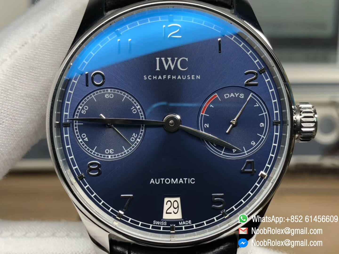 Portuguese Real Power Reserve Function IW500710 ZF 1:1 Top Rep Quality Blue Dial on Black Leather Strap A52010 V4