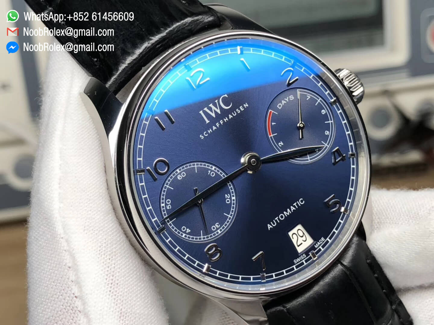 Portuguese Real Power Reserve Function IW500710 ZF 1:1 Top Rep Quality Blue Dial on Black Leather Strap A52010 V4