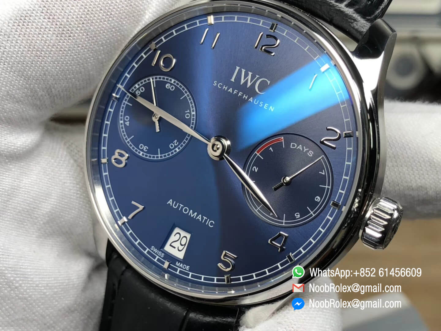 Portuguese Real Power Reserve Function IW500710 ZF 1:1 Top Rep Quality Blue Dial on Black Leather Strap A52010 V4