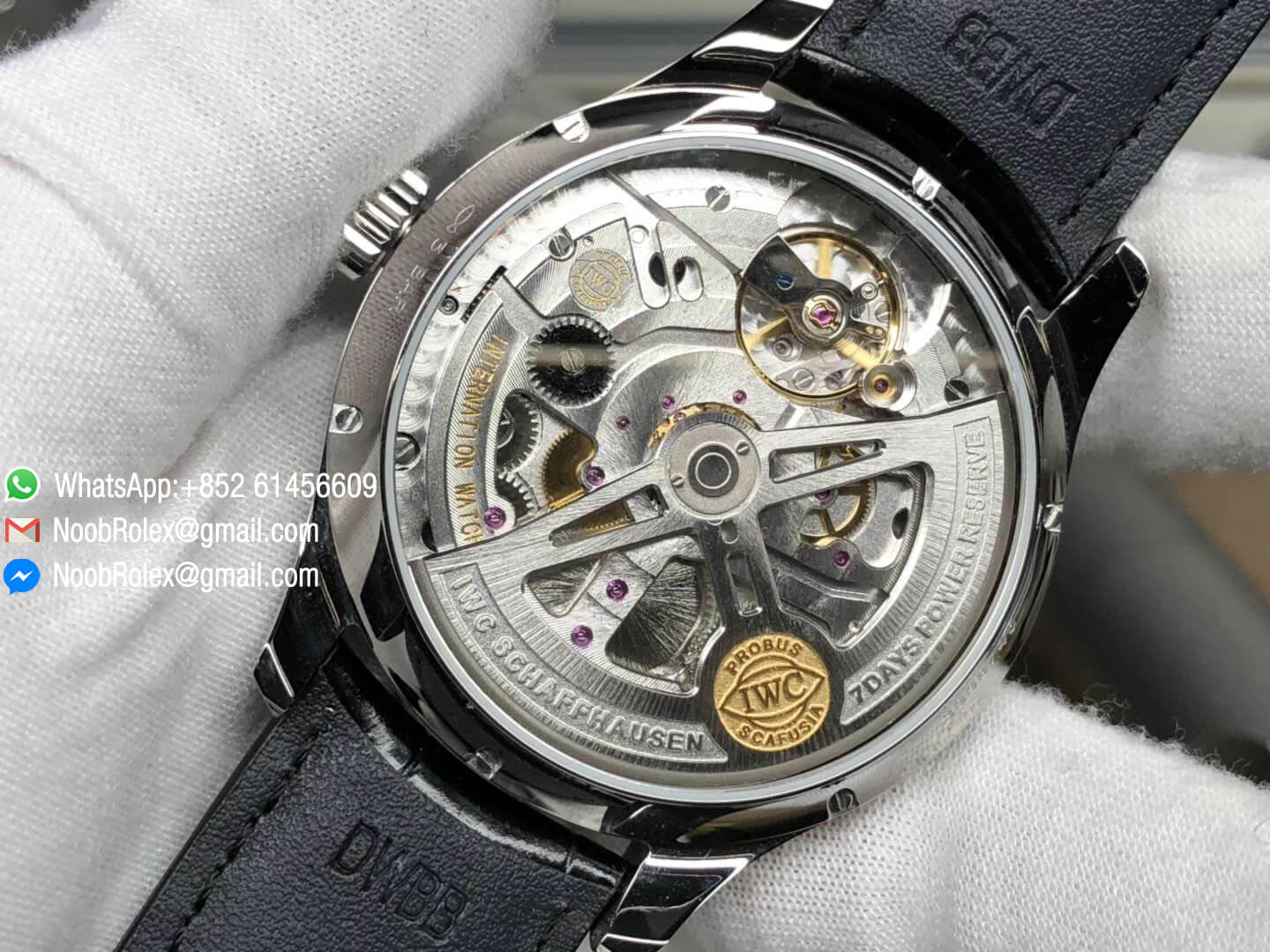 Portuguese Real Power Reserve Real Annual Calendar IW5035 Green Dial Yellow Gold Markers on Black Leather Strap A52850 YLF 1:1 Top Quality