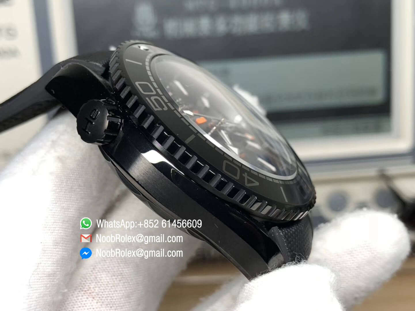 Seamaster Planet Ocean 600m GMT Watch DLC On Steel Ceramic Bezel "Deep Black" JHF 1:1 Best Edition 45.5mm 2016 On Black Nylon Strap A.8906